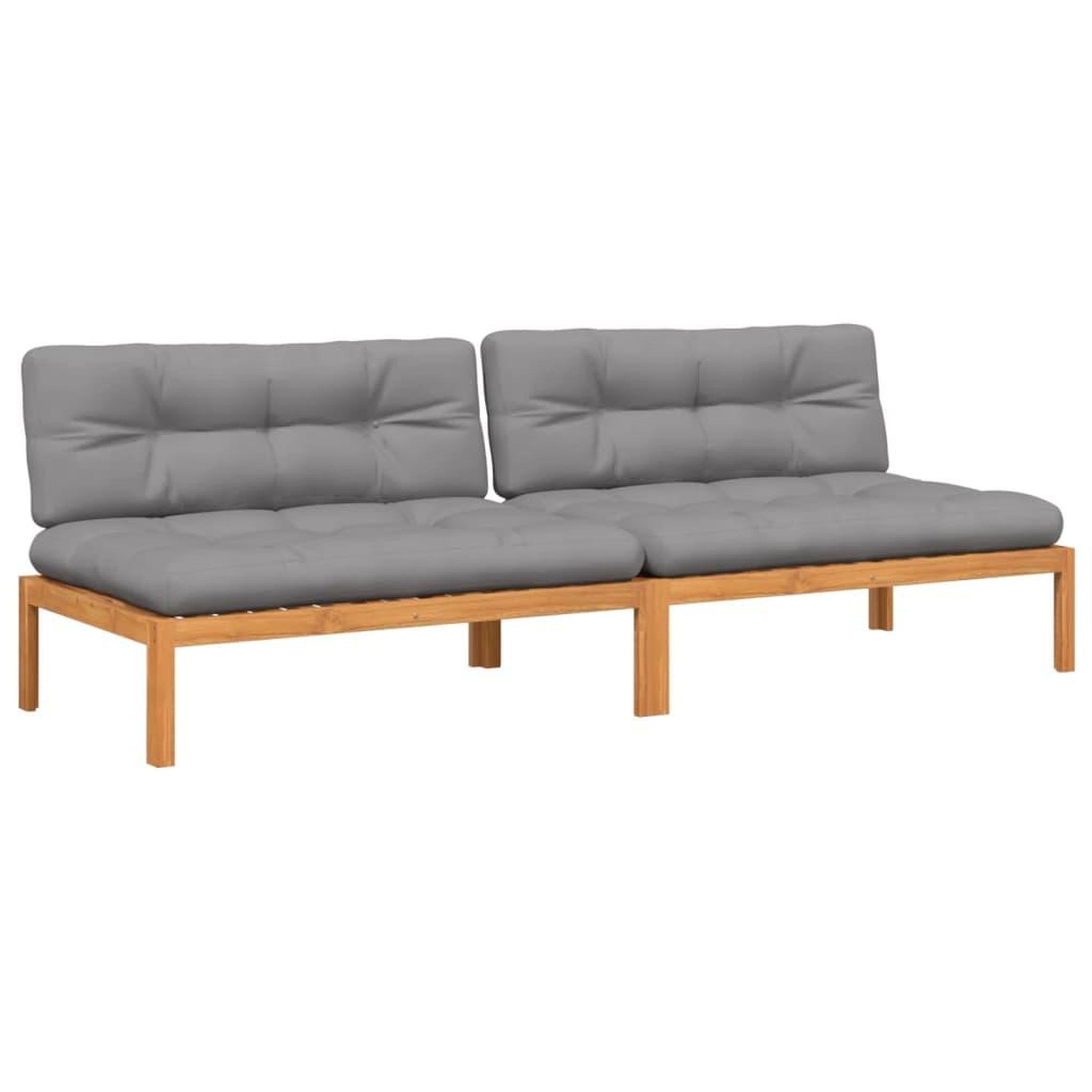 Voir la diapositive 2 : VIDAXL Canapes centraux palette de jardin et coussins 2pcs bois acacia
