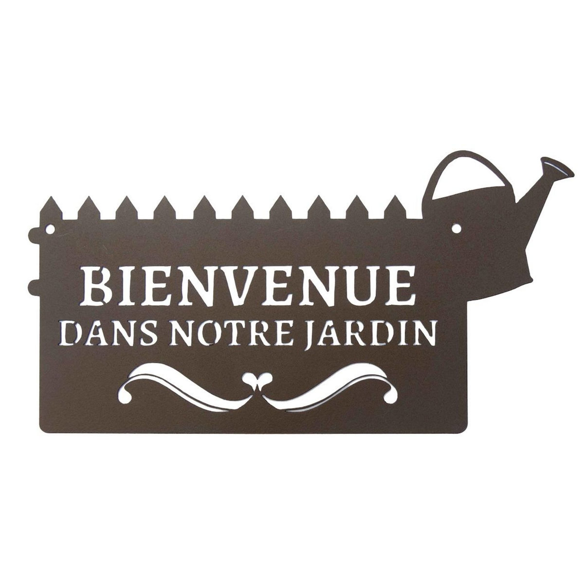 CENTRALE BRICO Pancarte décorative en métal  Bienvenue  - 31x16,5cm - fer vieilli