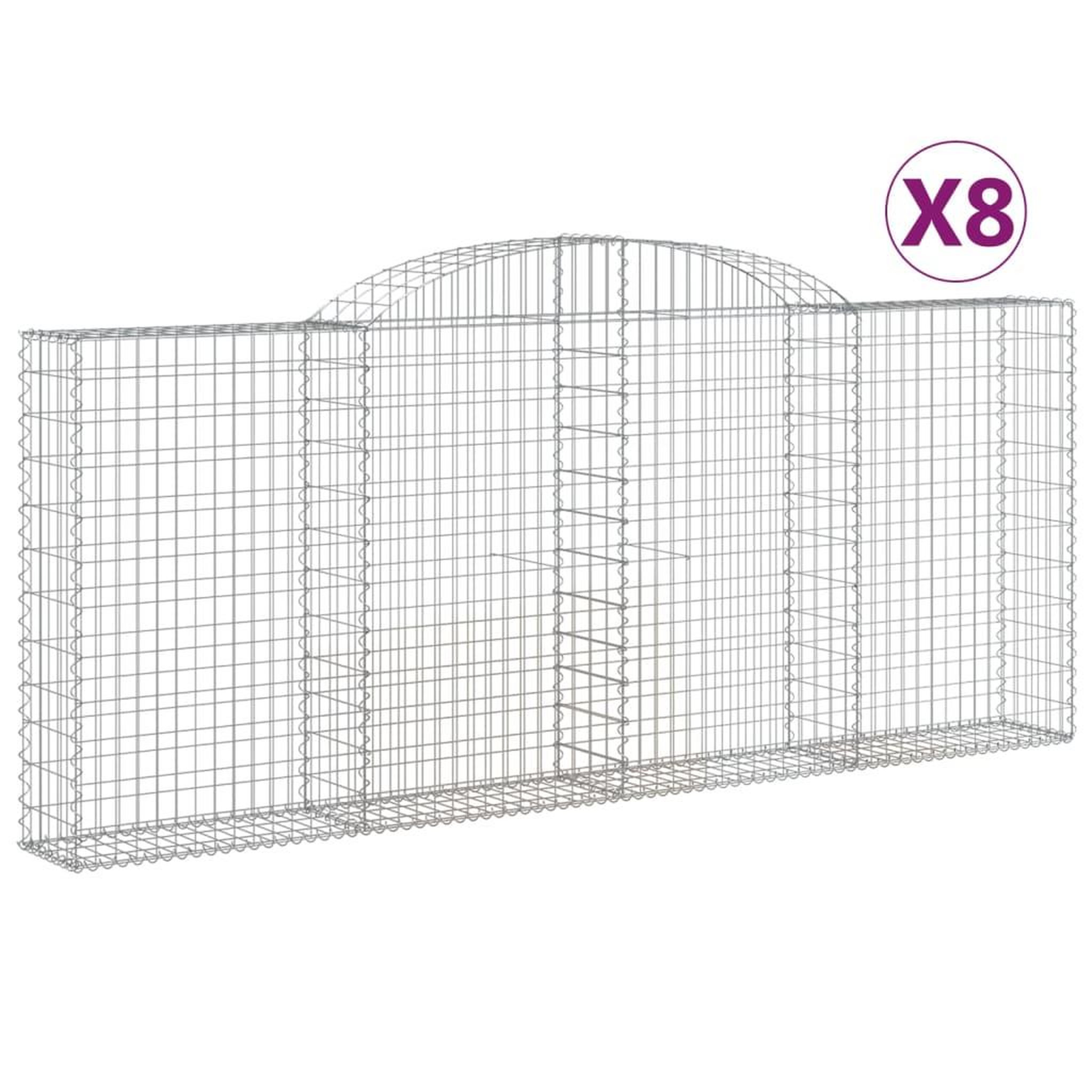 Voir la diapositive 2 : VIDAXL Paniers a gabions arques 8 pcs 300x30x120/140 cm fer galvanise
