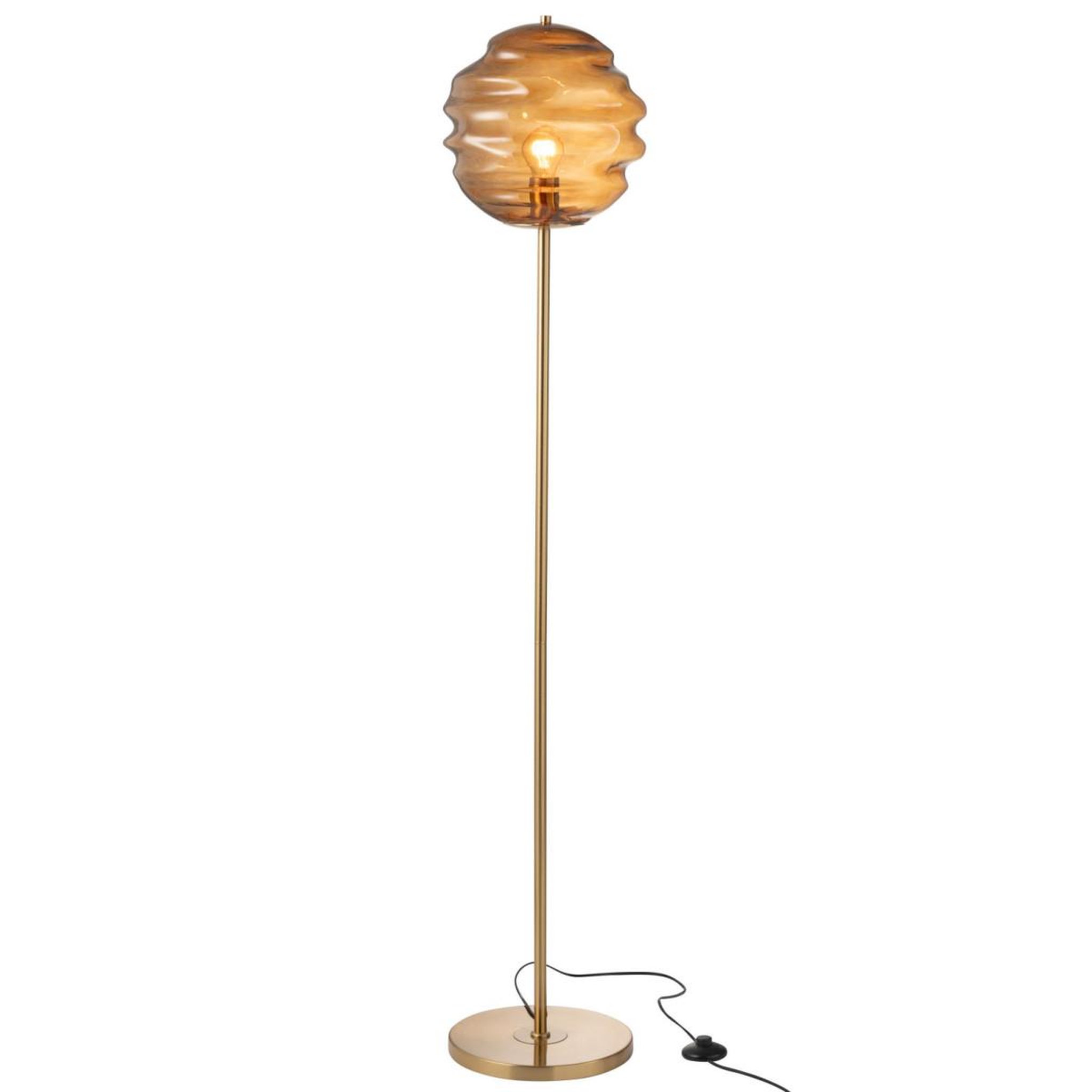 Voir la diapositive 2 : J-LINE Lampadaire en verre  ruche  156cm marron