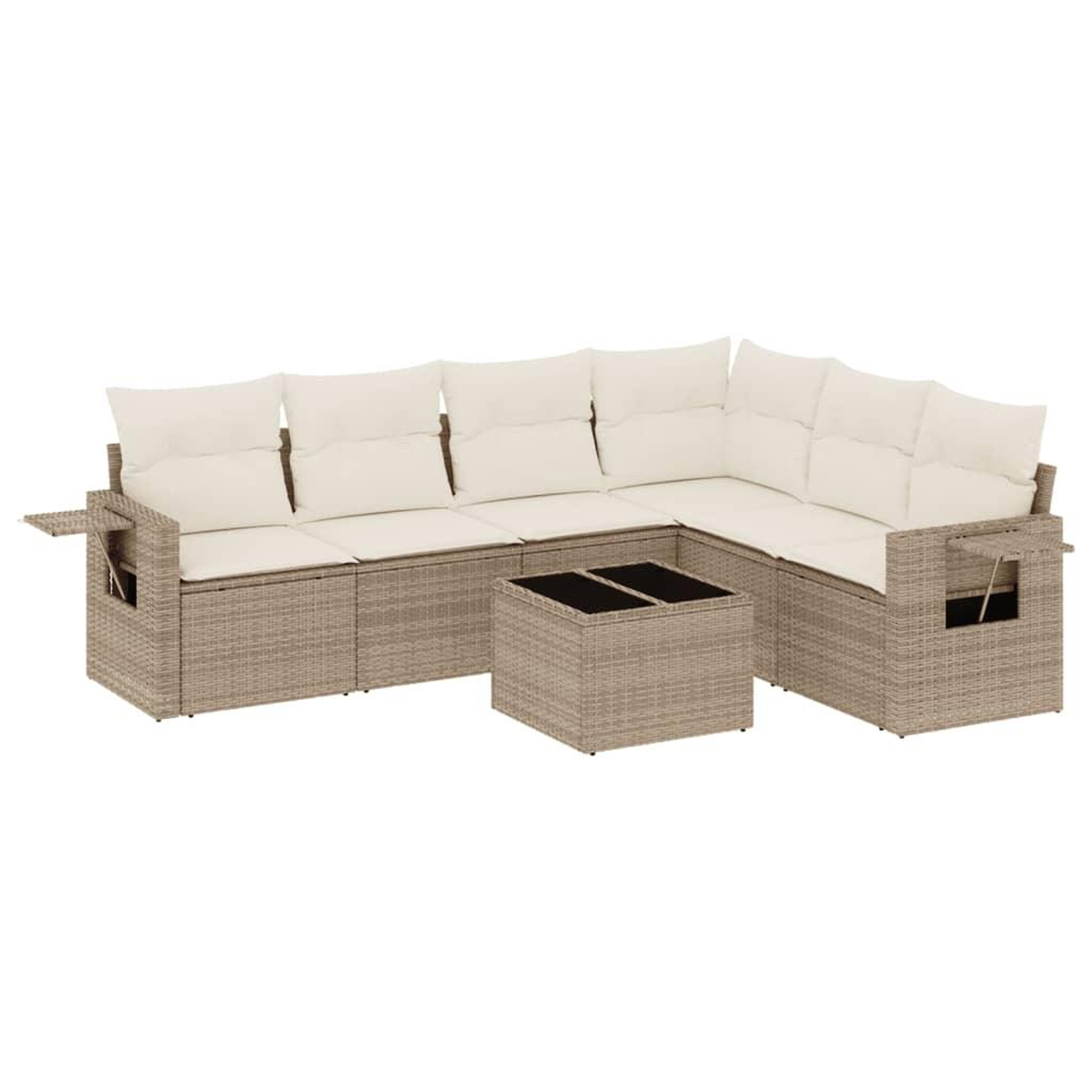 Voir la diapositive 2 : VIDAXL Salon de jardin avec coussins 7 pcs beige resine tressee