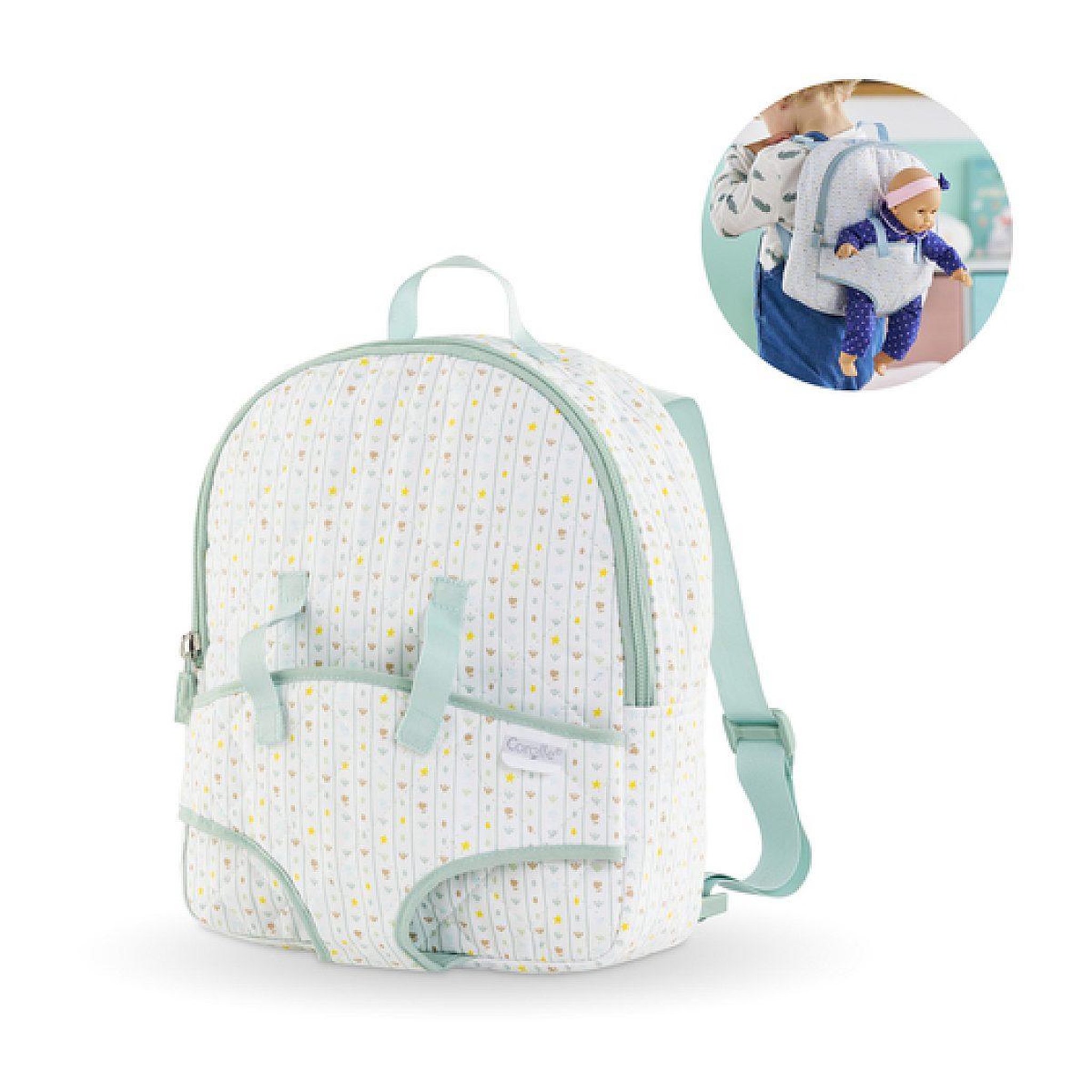 Voir la diapositive 2 : Corolle Bb30 sac a dos porte-poupon etoiles
