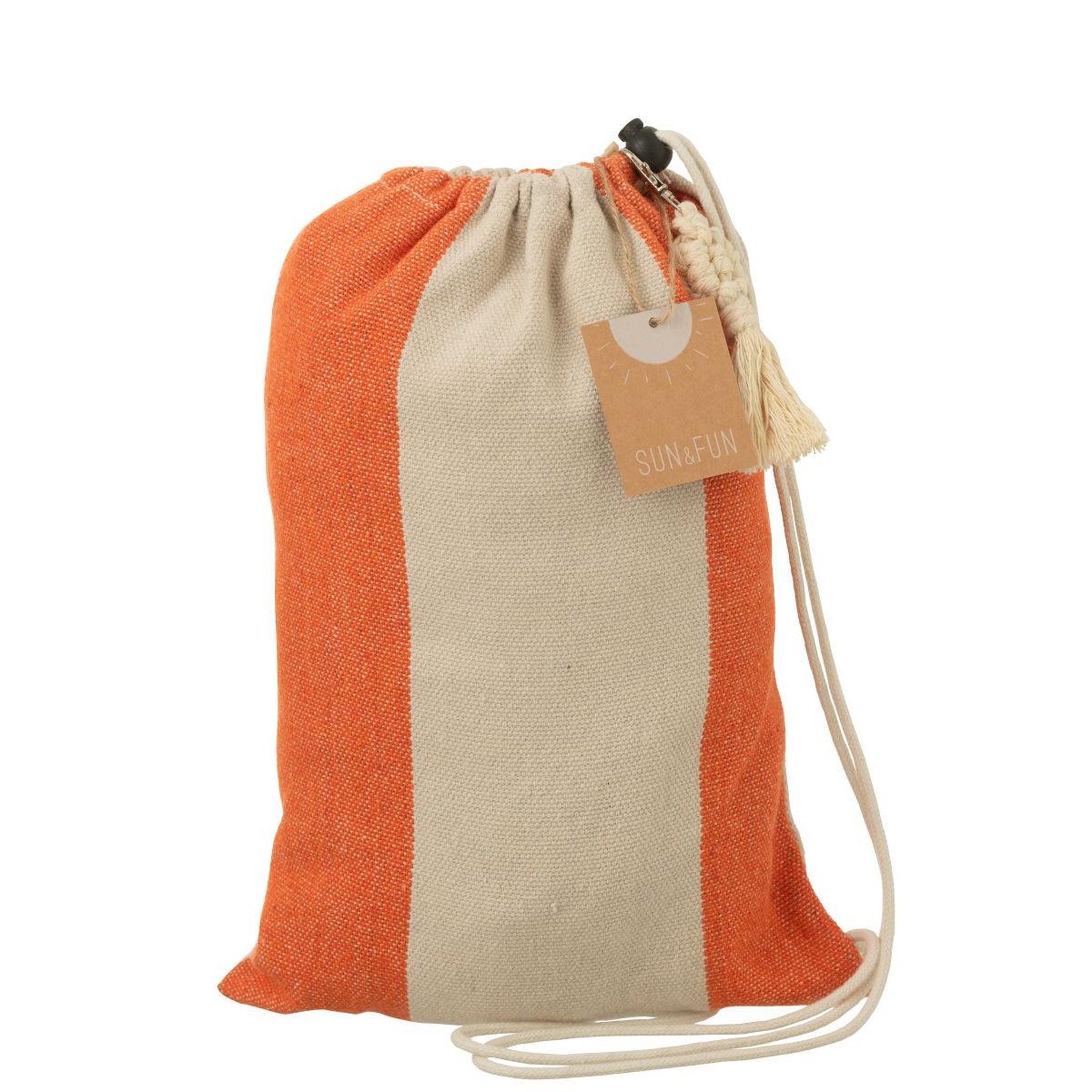 Voir la diapositive 4 : J-LINE Hamac en tissu  grandes rayures  200cm orange