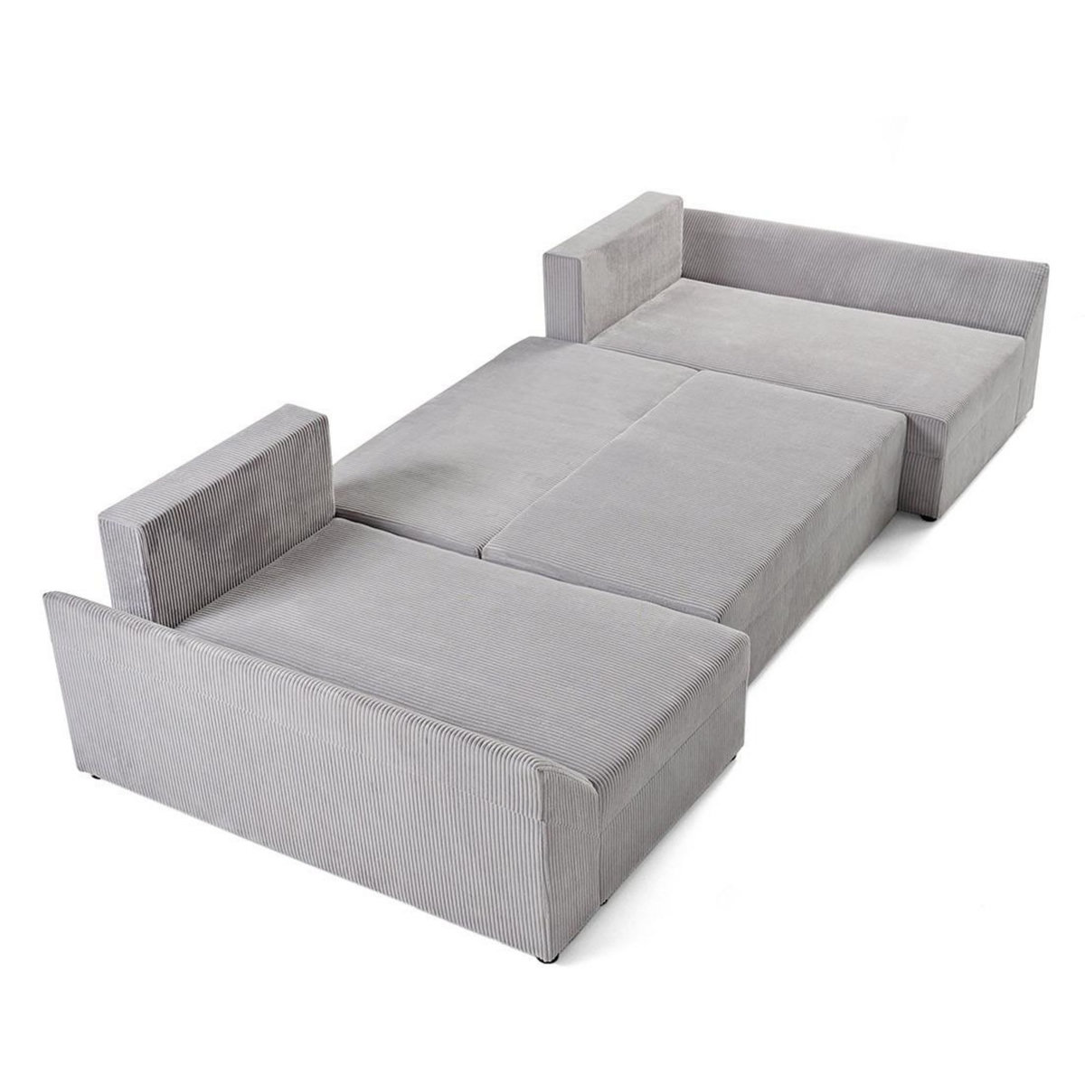 BEST MOBILIER Mike - canapé panoramique en u - 7 places - convertible avec coffre - en velours côtelé