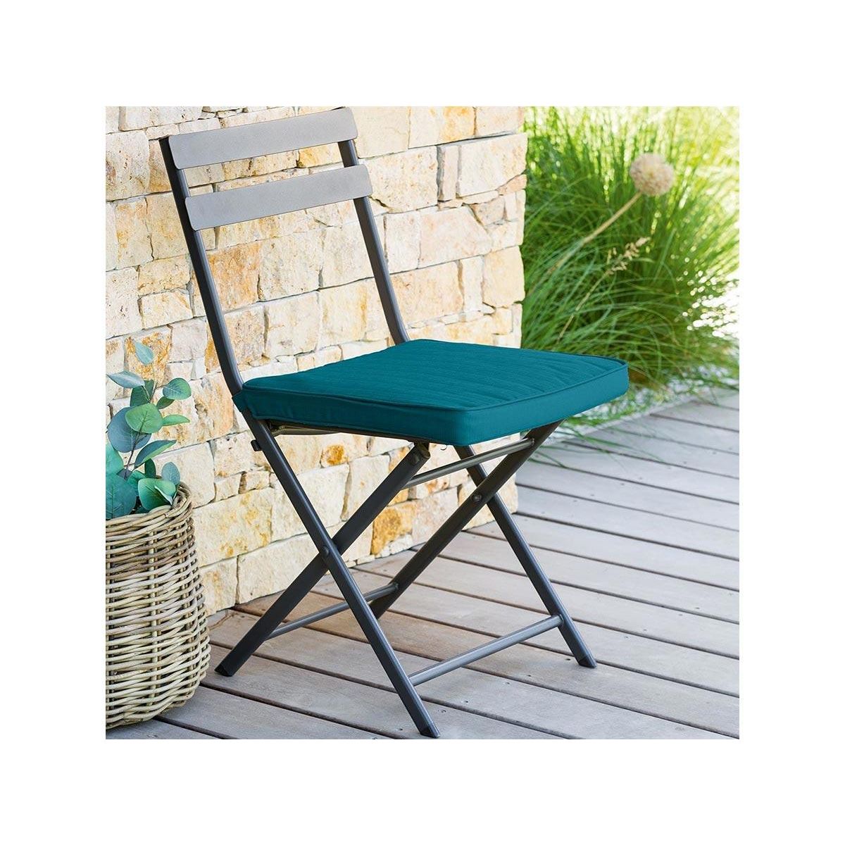 HESPERIDE Galette de chaise de jardin Bleu Canard - 40 x 40 cm - Hespéride
