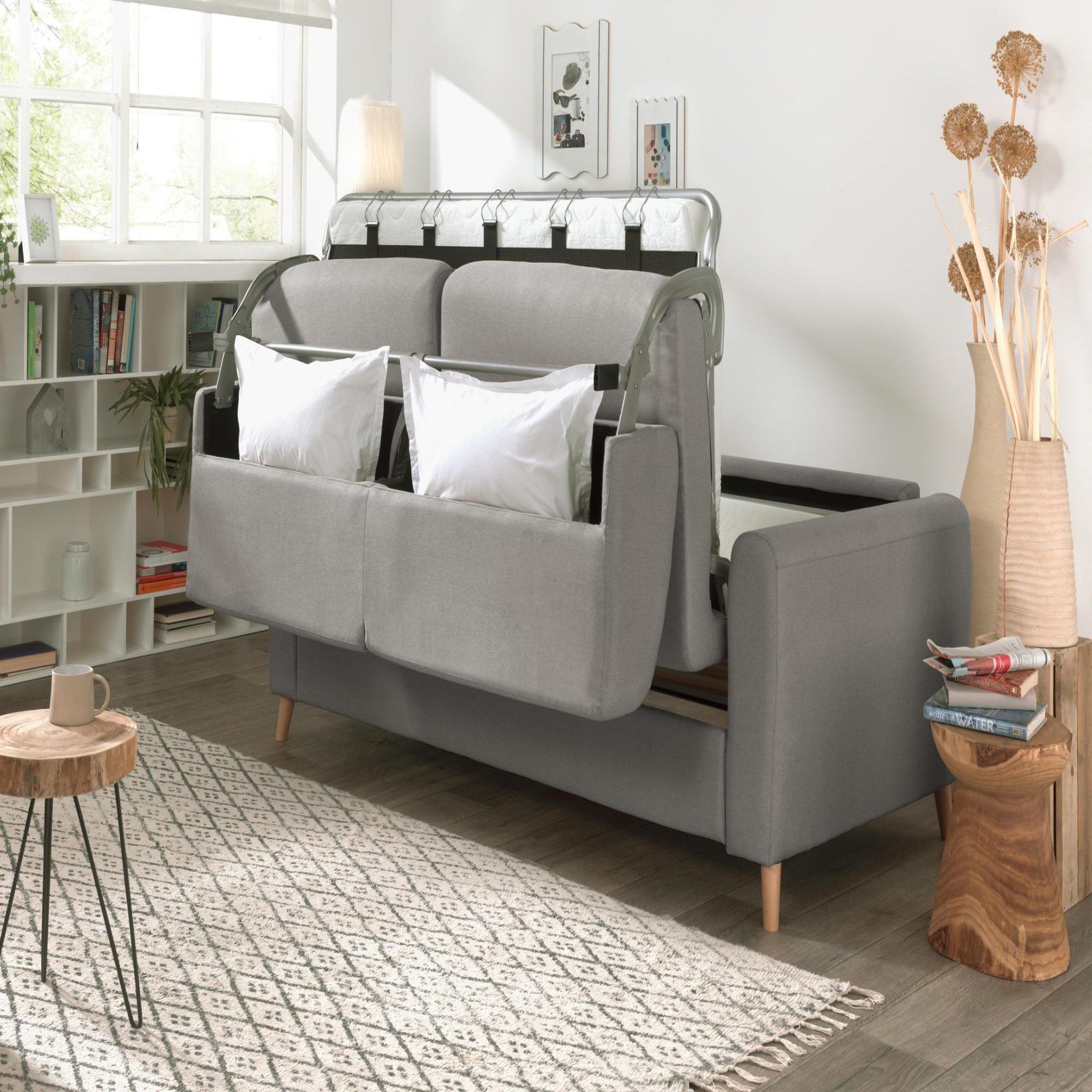 Voir la diapositive 4 : LISA DESIGN Timo - canapé 3 places convertible express couchage quotidien 140 cm matelas 12 cm en tissu