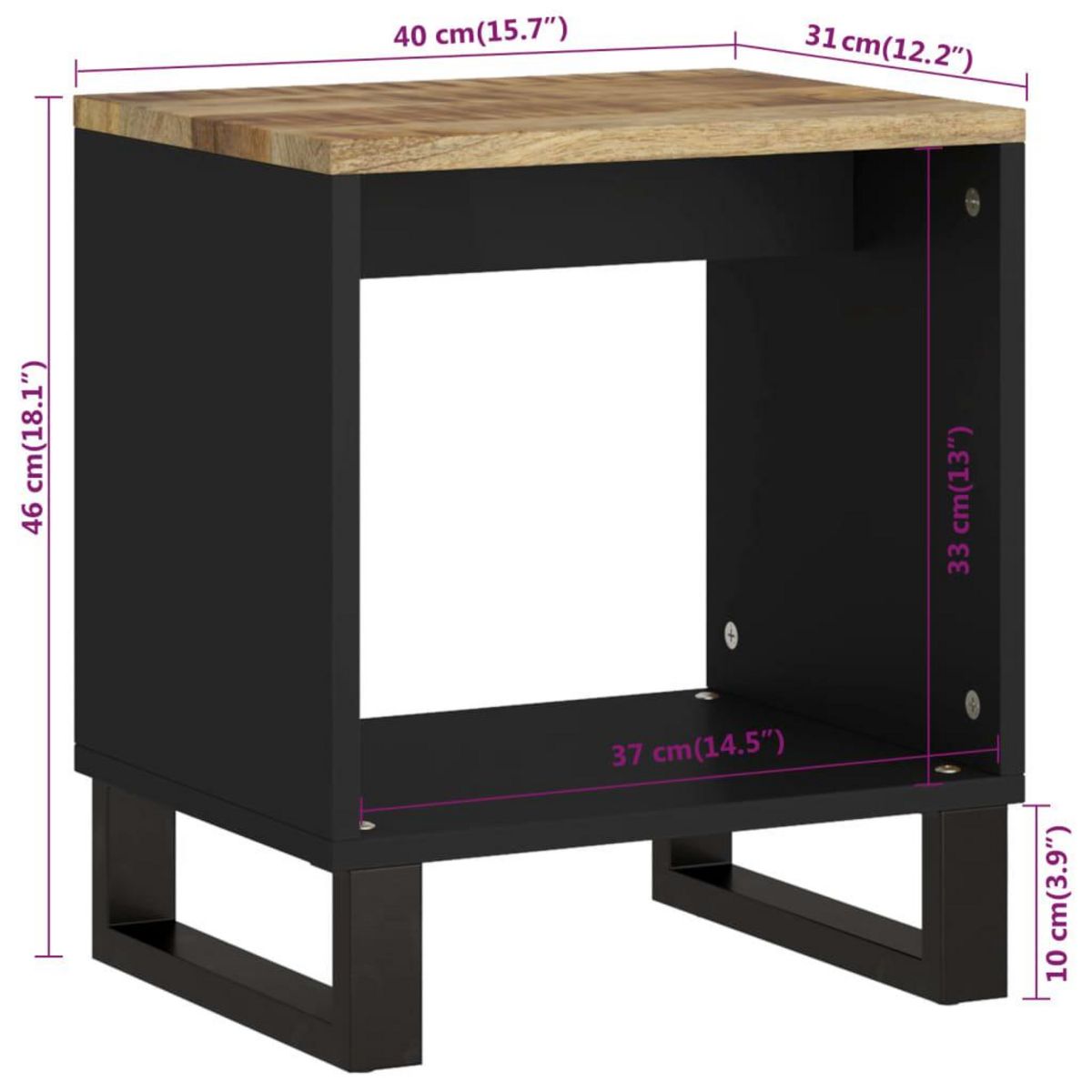 VIDAXL Table basse 40x31x46 cm Bois de manguier solide et d'ingenierie