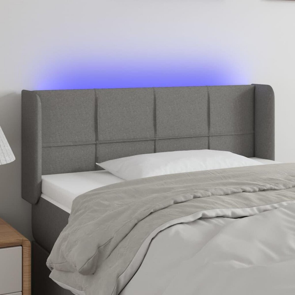VIDAXL Tete de lit a LED Gris fonce 83x16x78/88 cm Tissu