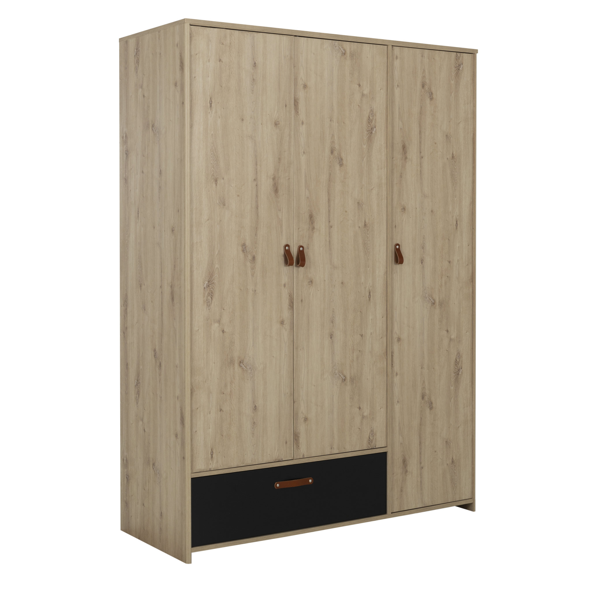 Voir la diapositive 1 : Armoire 3 portes 1 tiroir  L152xH200xP60cm MARCUS