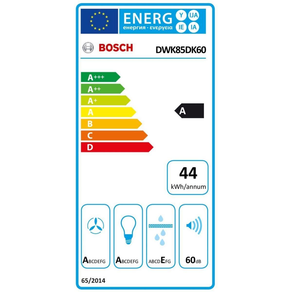 BOSCH Hotte décorative inclinée 80cm 550m3/h noir - DWK85DK60