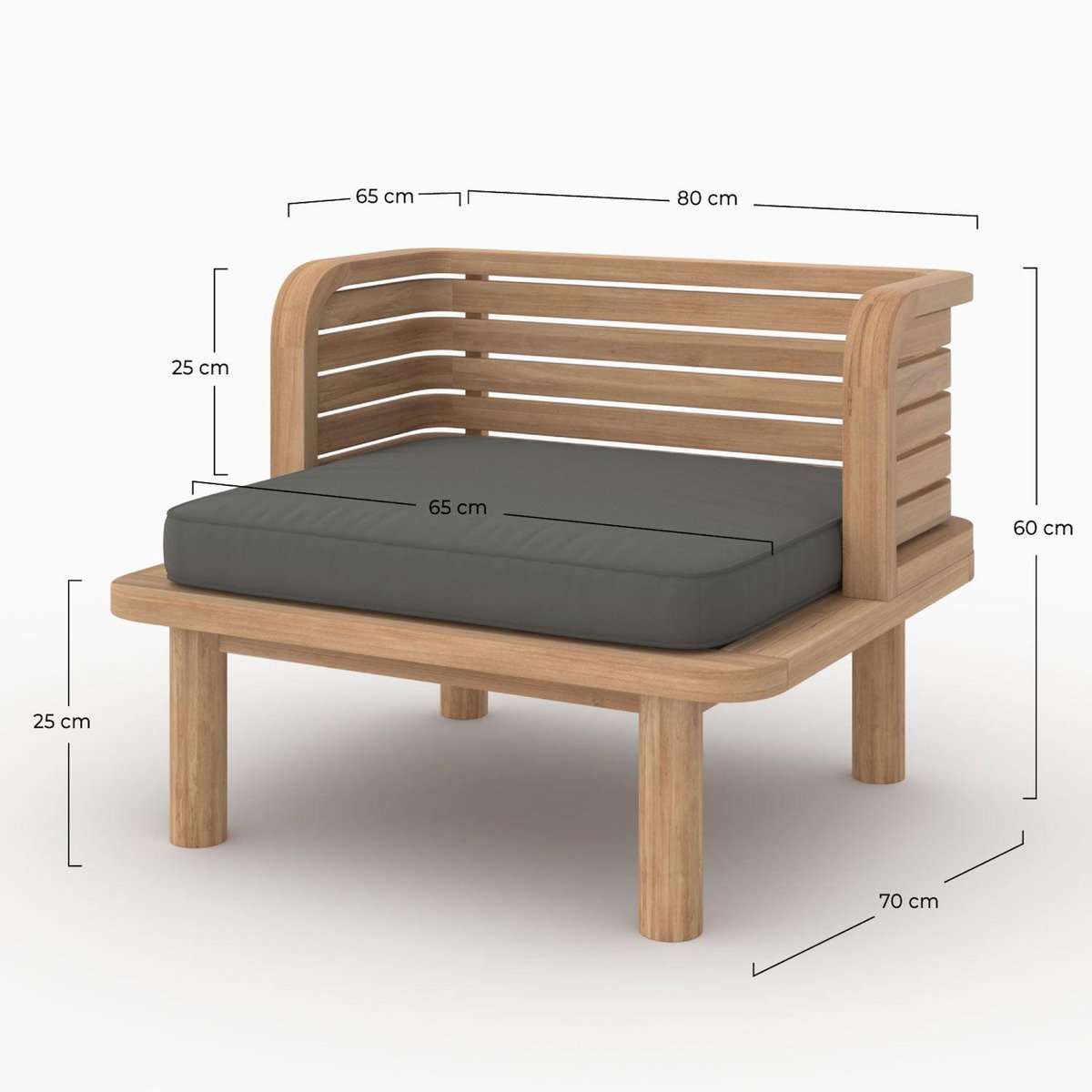 Rendez vous déco Fauteuil de jardin en teck massif et coussin gris-Kilda