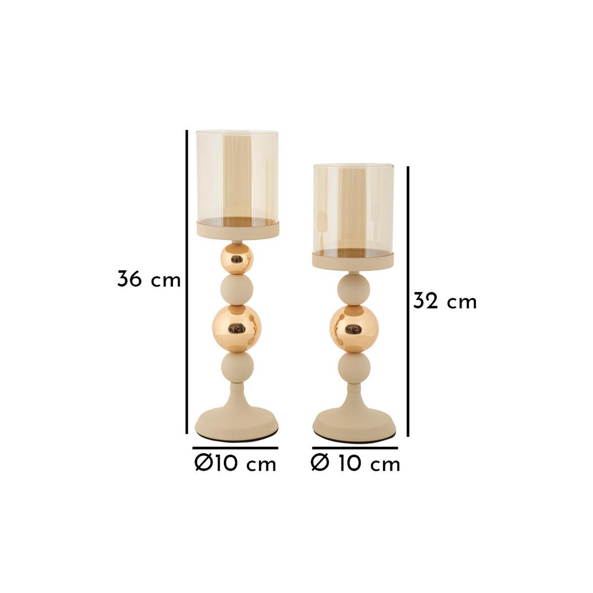 Voir la diapositive 6 : Paris Prix Lot de 2 Bougeoirs Design  Strek  36cm Crème & Or