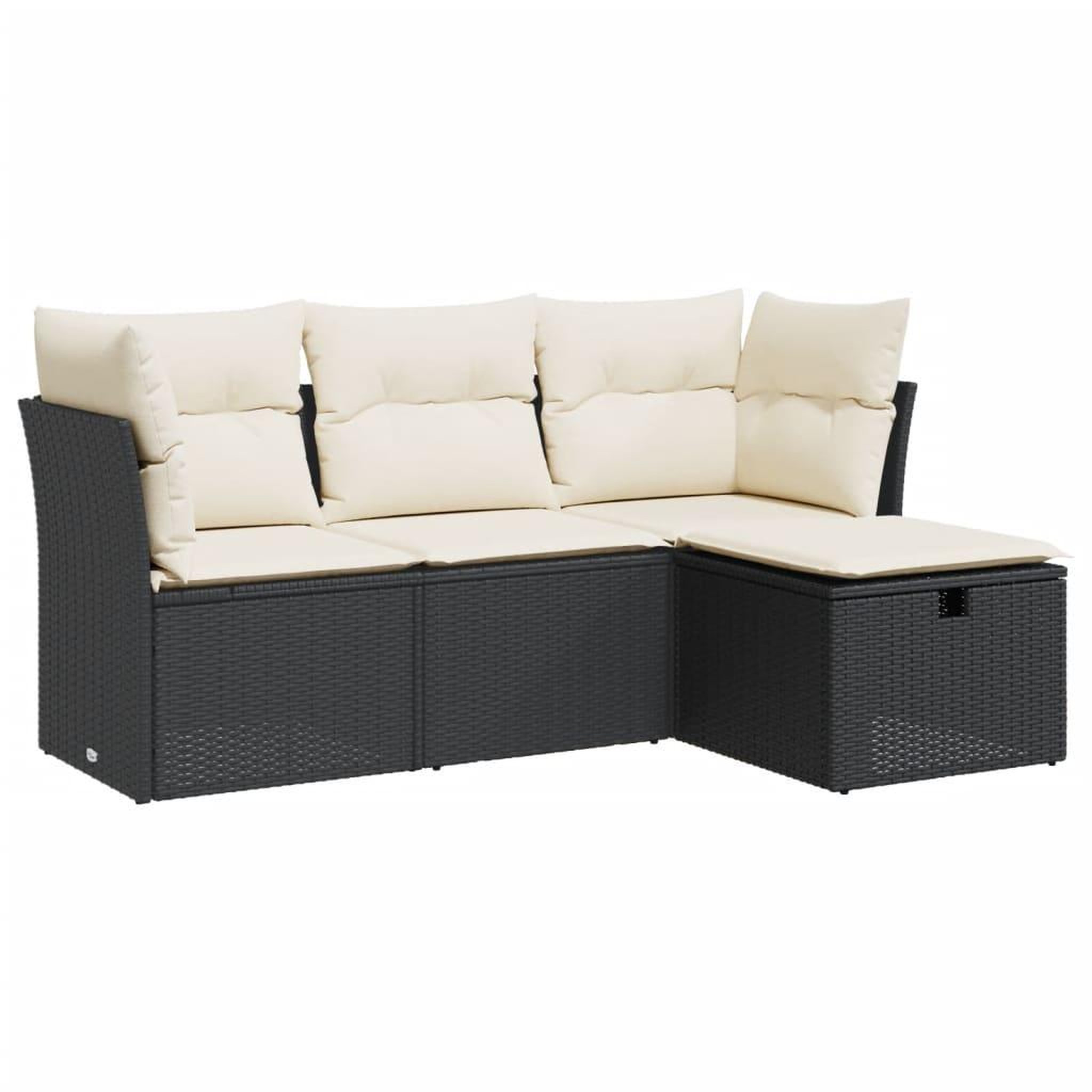 Voir la diapositive 2 : VIDAXL Salon de jardin 4 pcs avec coussins noir resine tressee