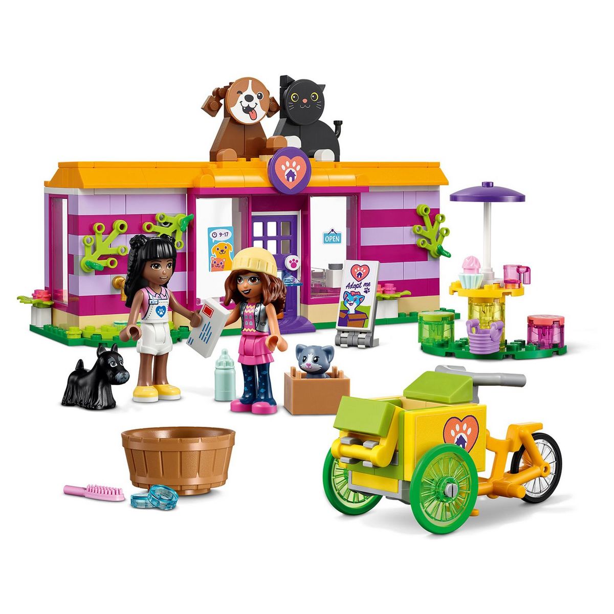 LEGO Friends 41699 - Le Café d'Adoption des Animaux, Jouet avec Mini-Poupées