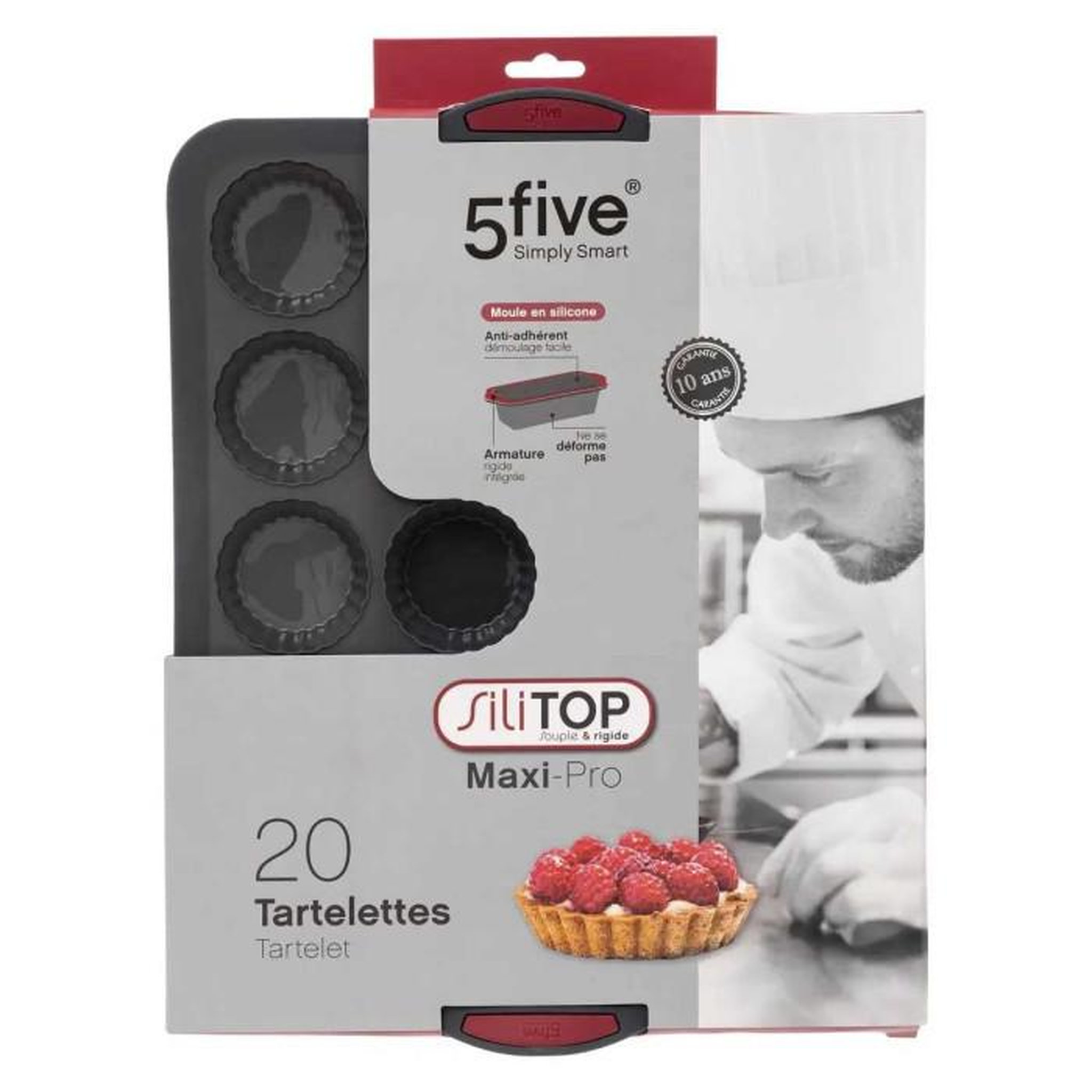 Voir la diapositive 4 : FIVE Moule 20 tartelettes silicone  silitop  40cm gris