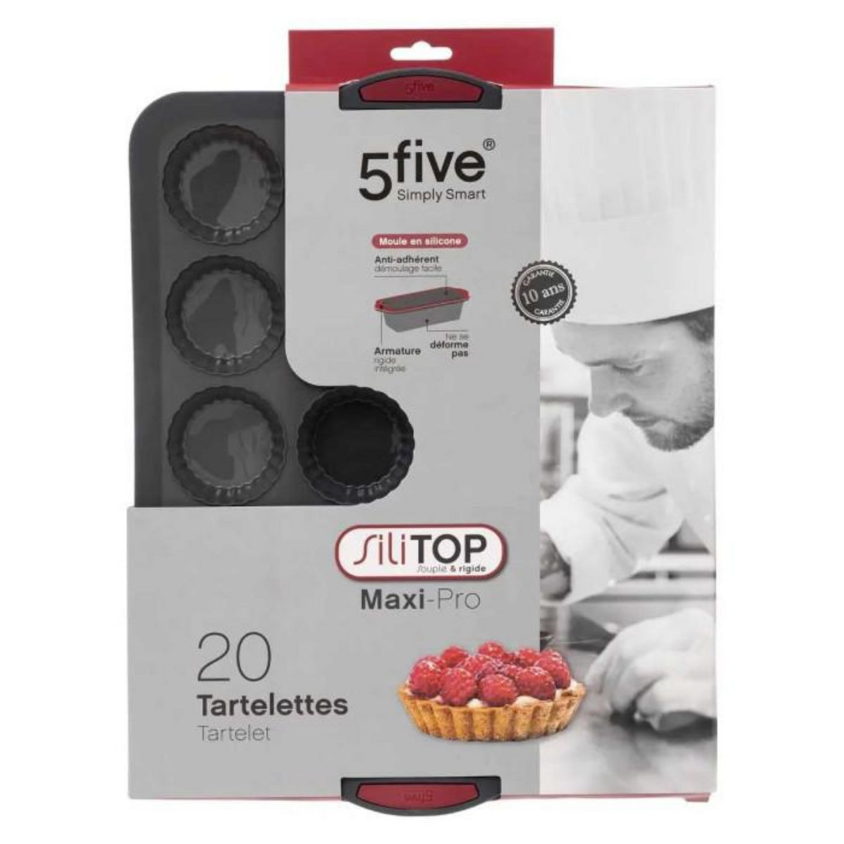 FIVE Moule 20 Tartelettes Silicone  Silitop  40cm Gris