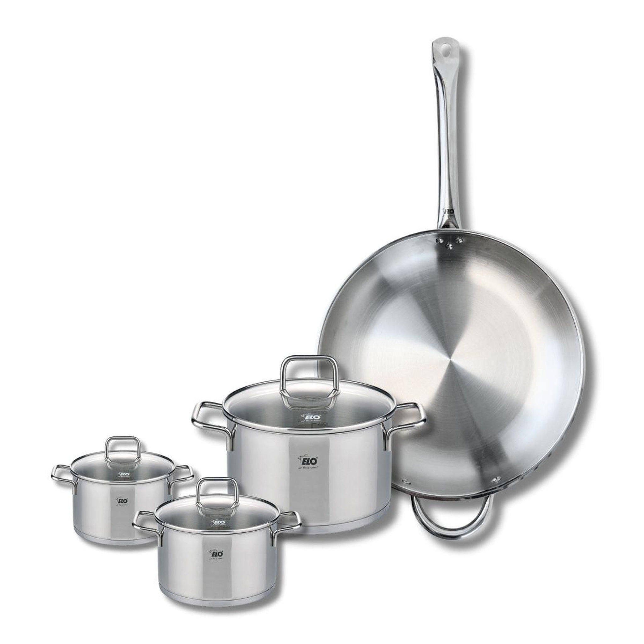 ELO Set de 1 poêle de cuisson 32 cm et 3 faitouts 12, 14 et 20 cm elo profi citrin