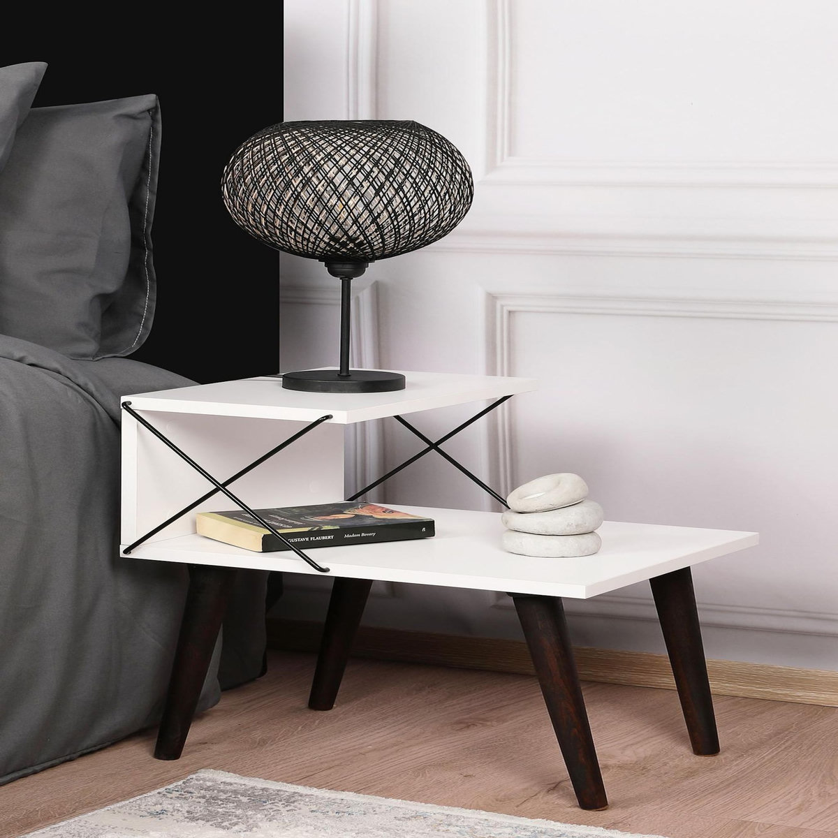 Habitat et Jardin Table de chevet en bois  Cross  50 x 40 x 55 cm - Blanc