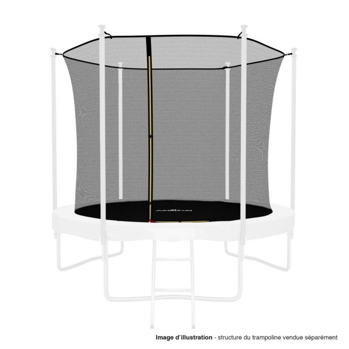 JUMP4FUN Filet intérieur de sécurité pour trampoline avec bouchons hauts de perches et ficelle : ø 8Ft, 6 Perches