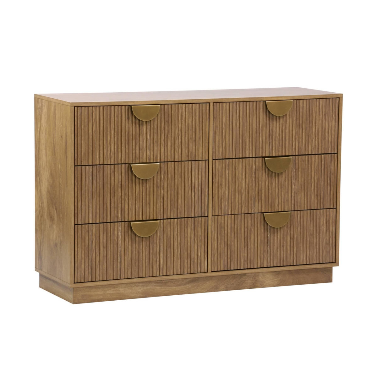 SWEEEK Commode décor bois de manguier rainuré 6 tiroirs - 120 x 39 x 79 cm - Celian