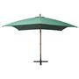 Voir la diapositive 2 : VIDAXL Parasol suspendu avec poteau en bois 300x300 cm vert