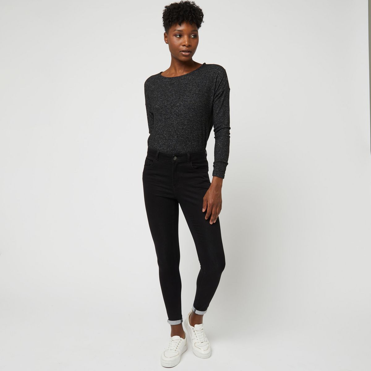 INEXTENSO Jean noir femme