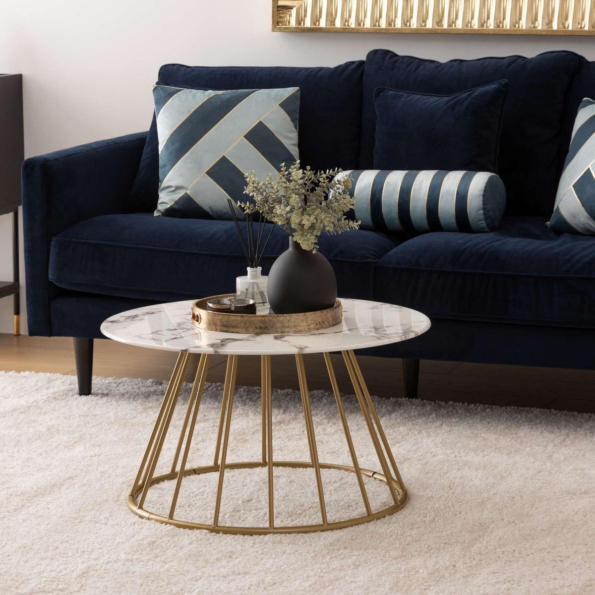 ATMOSPHERA Table basse effet marbre RAYO - Blanc