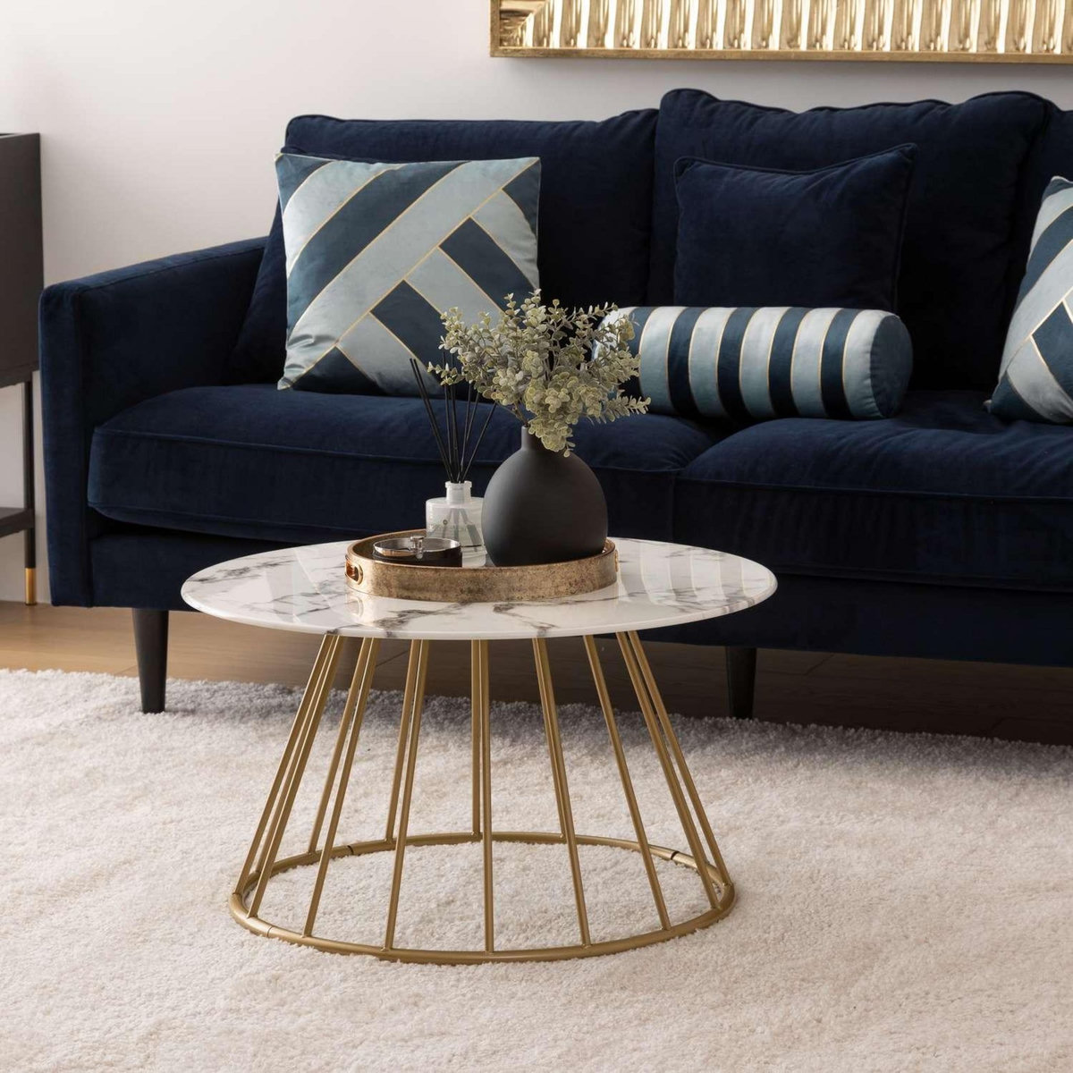 ATMOSPHERA Table basse effet marbre RAYO - Blanc