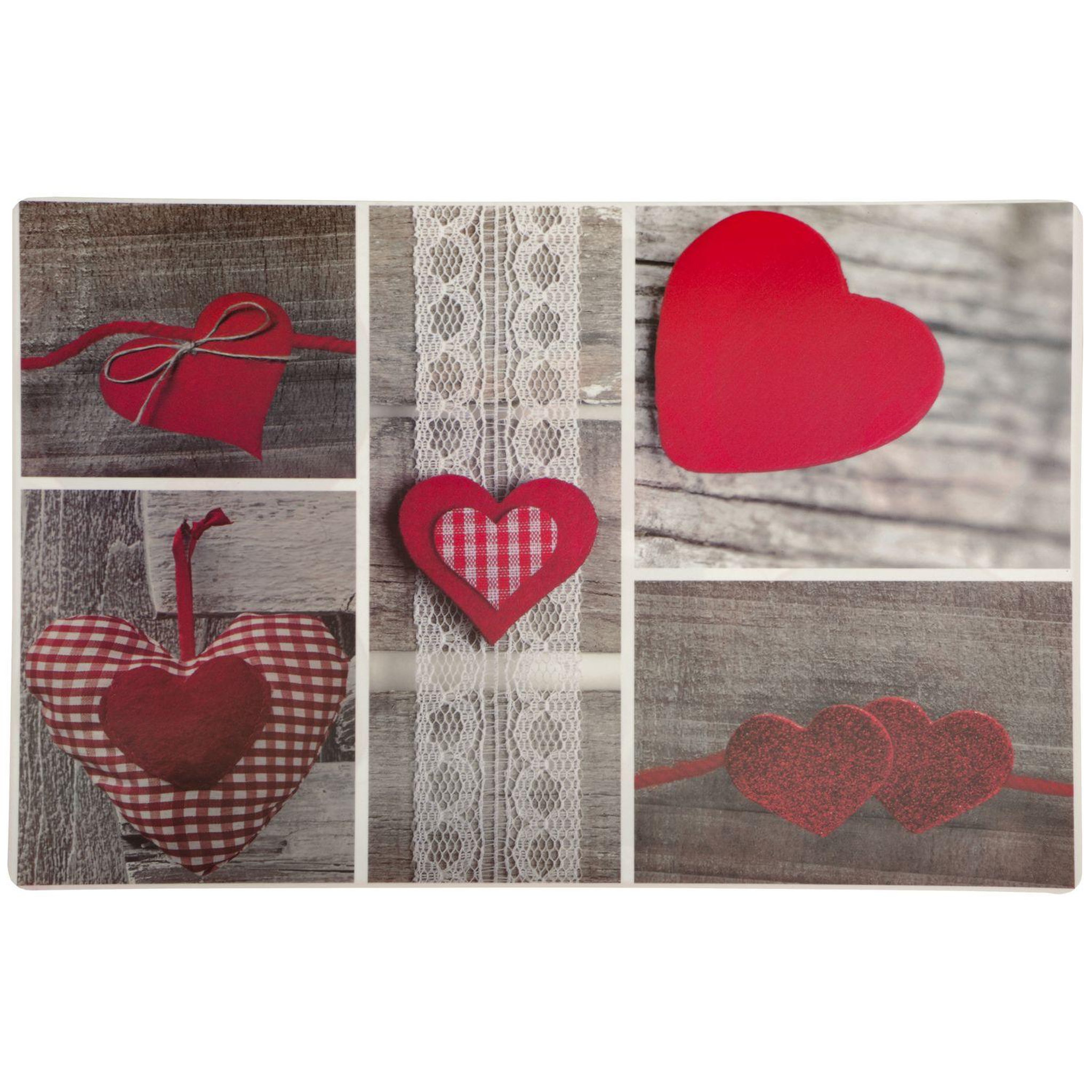 TOILINUX Lot 6x Set de table campagne Polycoeur - L. 43 x l. 28 cm - Gris