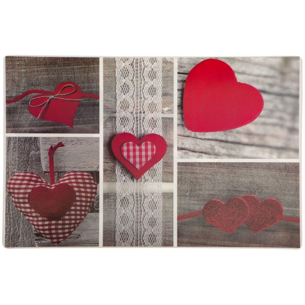 TOILINUX Lot 6x Set de table campagne Polycoeur - L. 43 x l. 28 cm - Gris