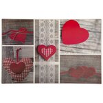 TOILINUX Lot 6x Set de table campagne Polycoeur - L. 43 x l. 28 cm - Gris