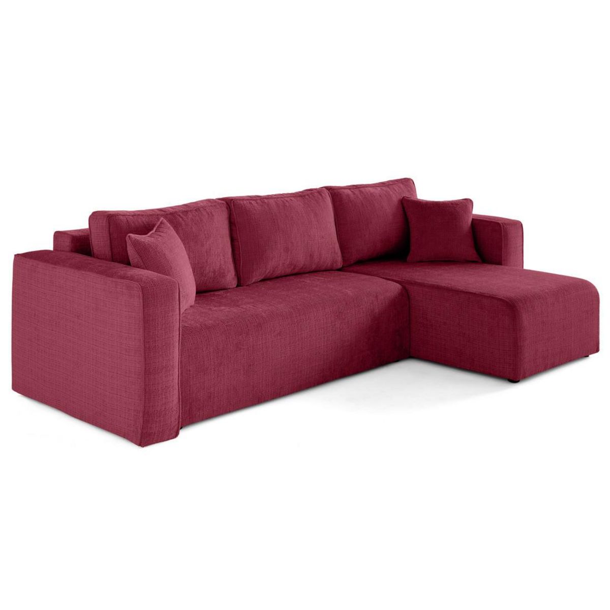 BEST MOBILIER Topaze - canapé d'angle déhoussable réversible 4 places en velours texturé