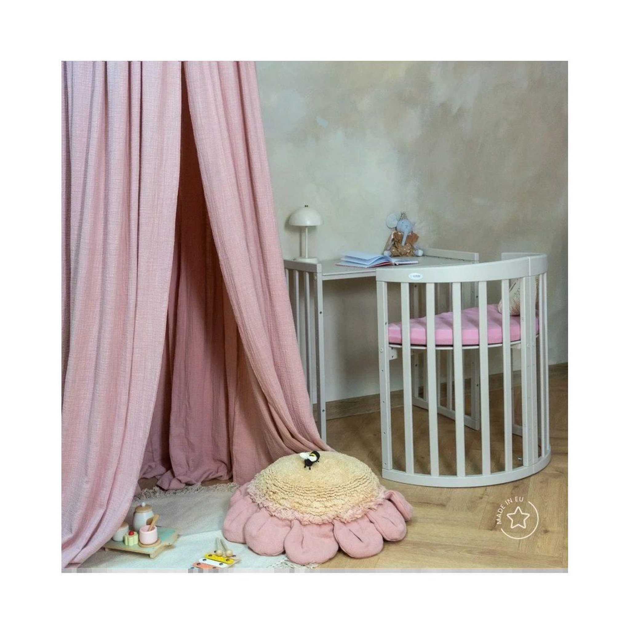 Voir la diapositive 5 : WALDIN Ciel de lit en mousseline à fixer au plafond - rose