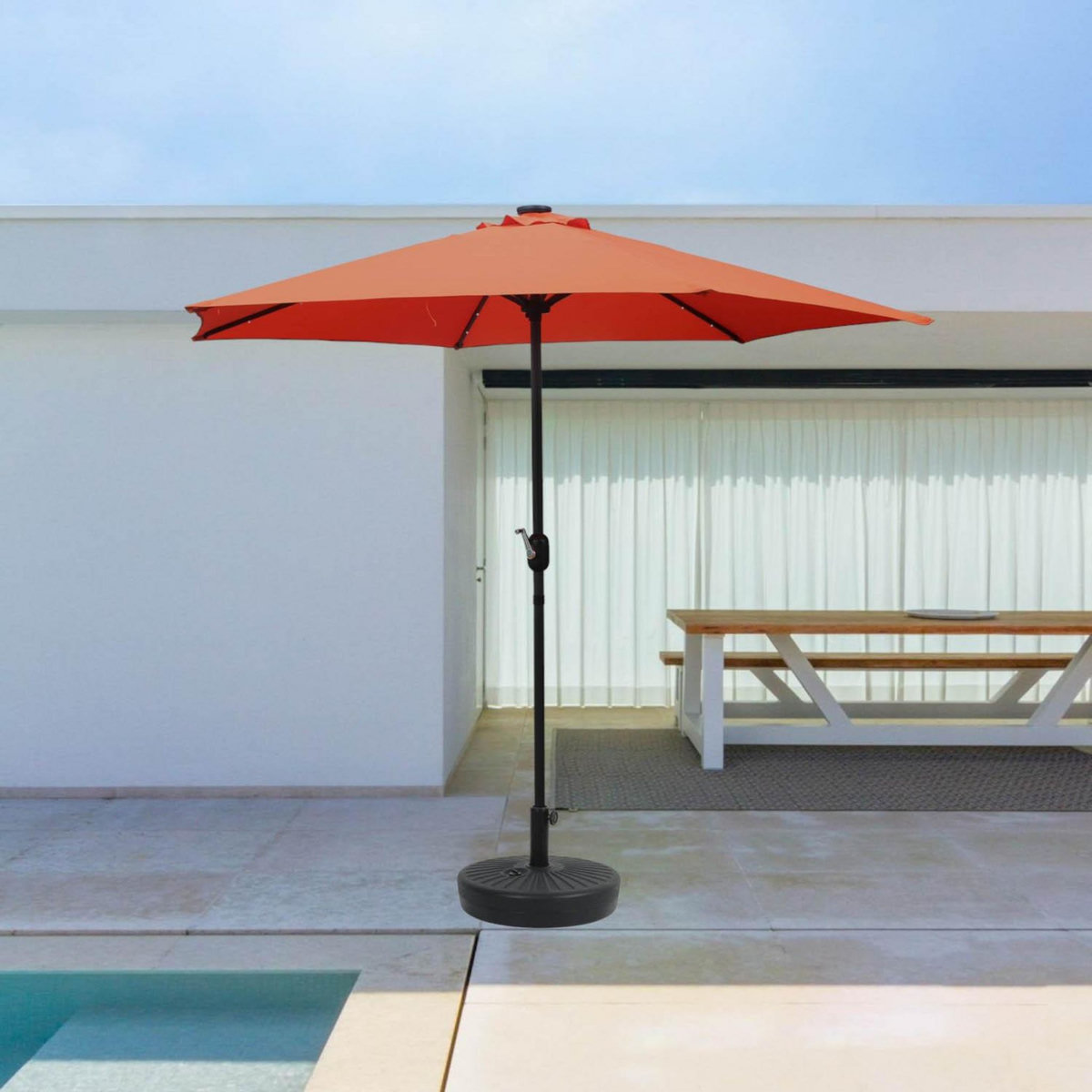 CONCEPT USINE Parasol droit rond led diamètre 2,7 m terracotta AMALFI