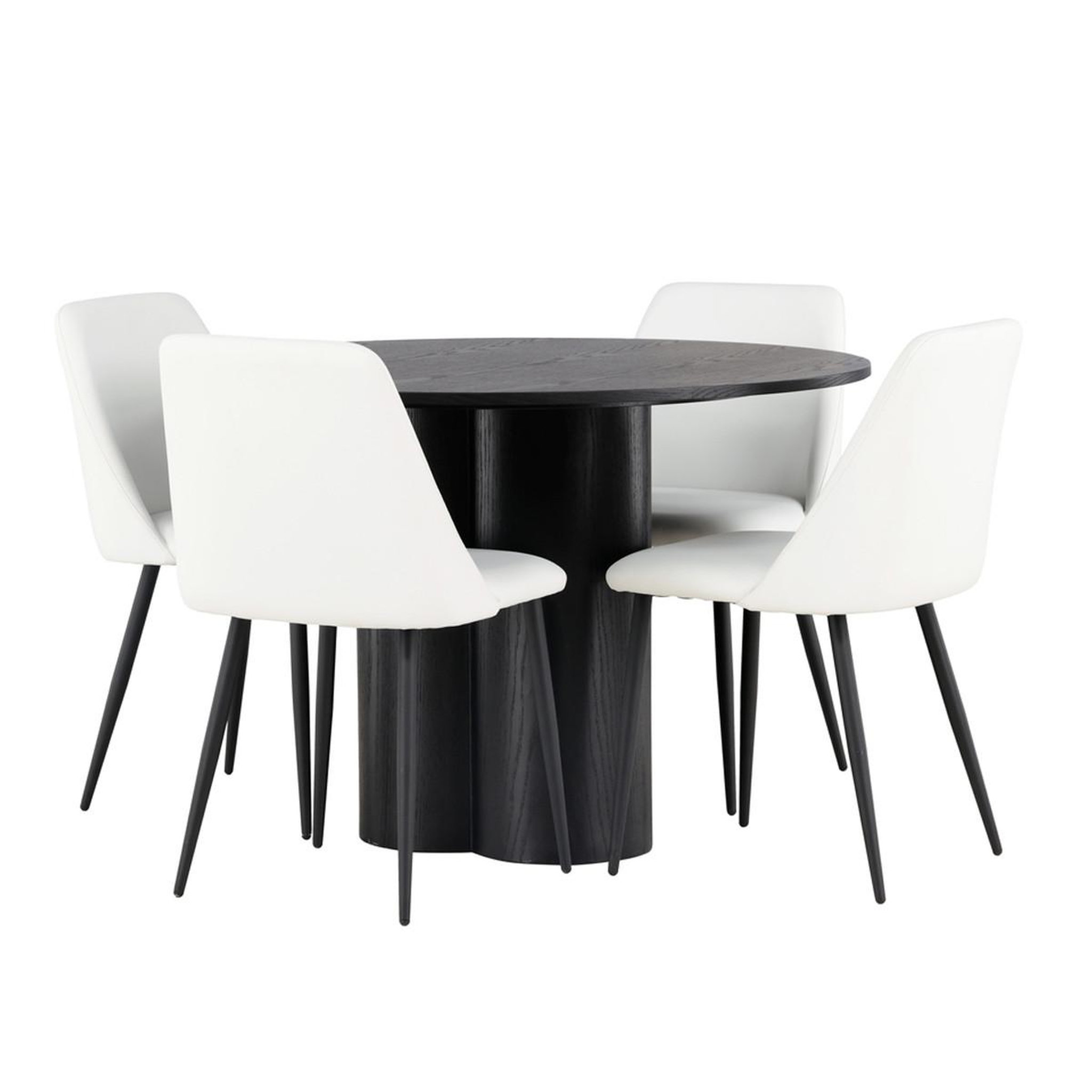 Paris Prix Ensemble table à manger & 4 chaises  olivia & night  110cm noir & blanc