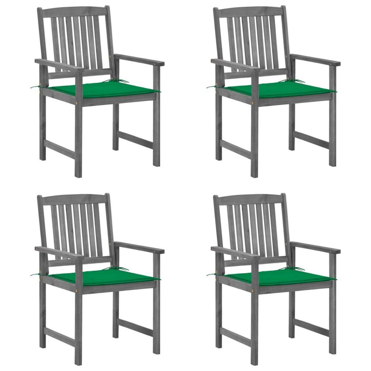 VIDAXL Chaises de jardin et coussins lot de 4 Gris Bois acacia massif