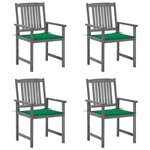 VIDAXL Chaises de jardin et coussins lot de 4 Gris Bois acacia massif
