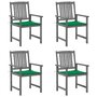 Voir la diapositive 1 : VIDAXL Chaises de jardin et coussins lot de 4 Gris Bois acacia massif