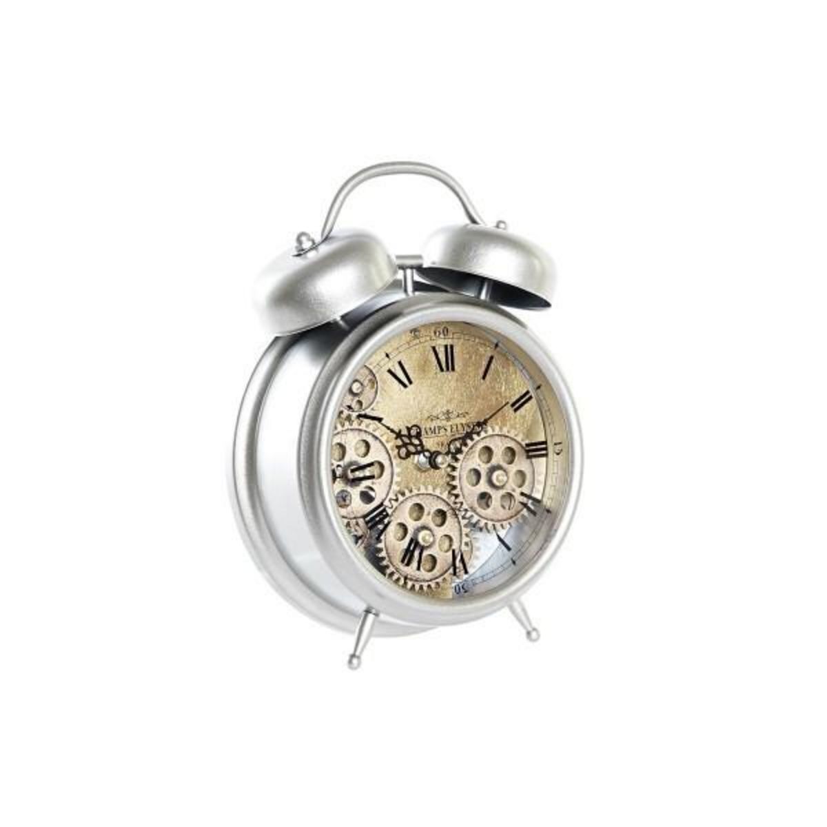 AAAAA Horloge de table DKD Home Decor Verre Argenté Fer (19 x 7,5 x 25 cm)