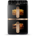 Philips Airfryer NA462/70 Friteuse sans huile Vertical Duo Noir/Cuivre, Série 4000 10L (5+5L)