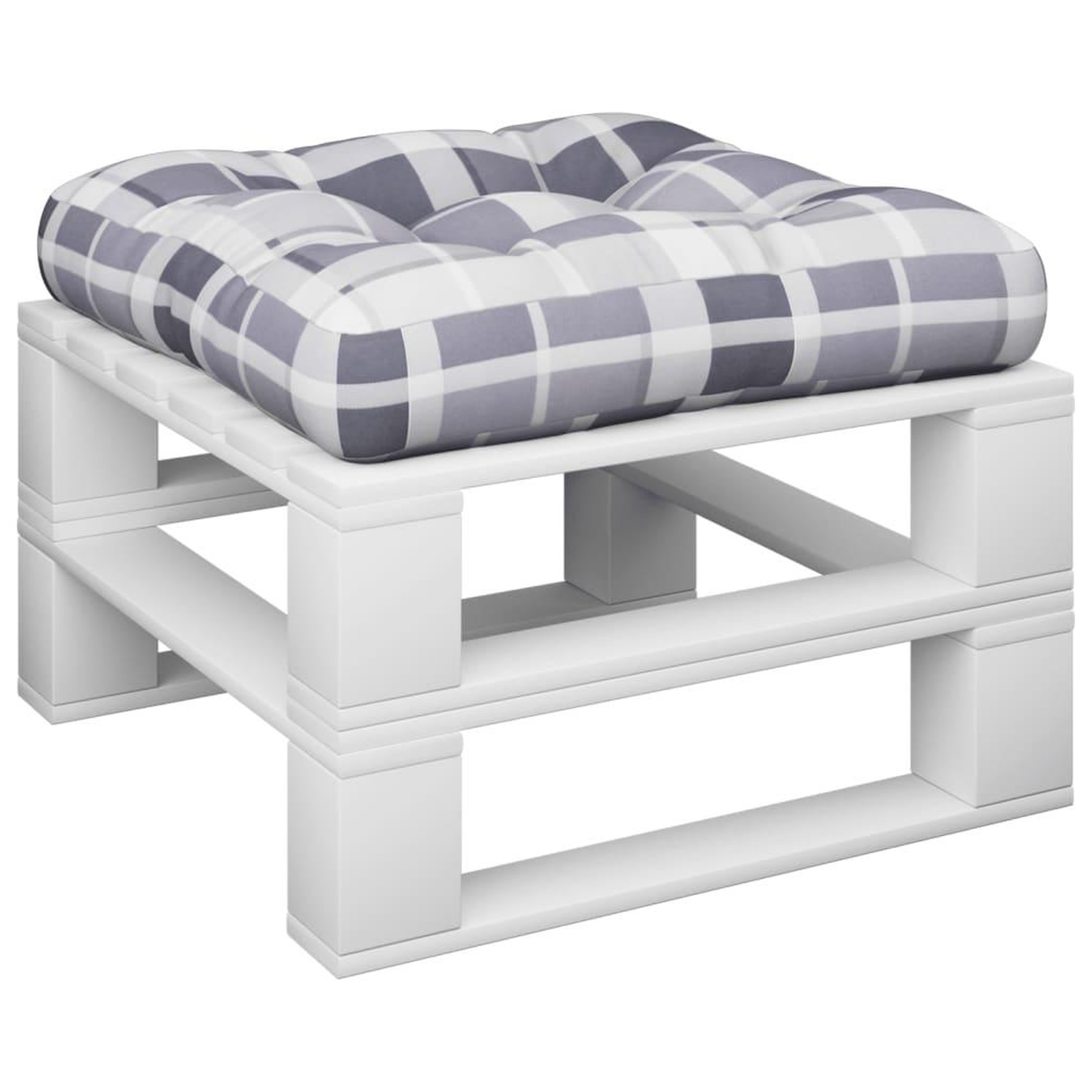 Voir la diapositive 3 : VIDAXL Coussin de palette motif a carreaux gris 50x50x12 cm tissu