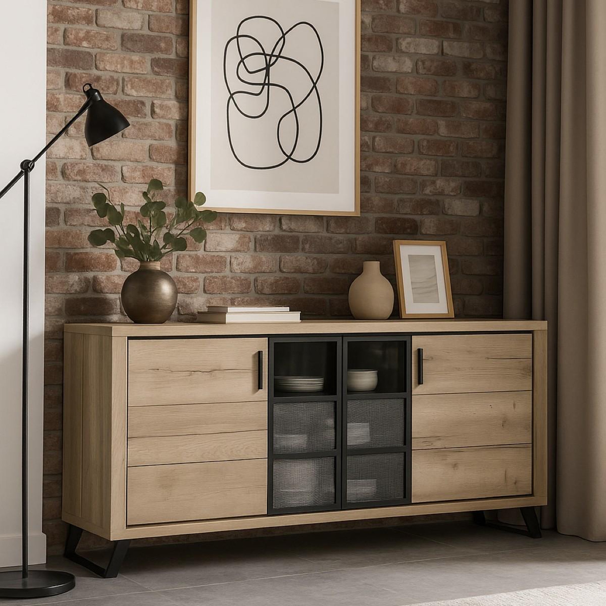 Voir la diapositive 2 : JLC KREATION Buffet contemporain de salle à manger 225cm pero