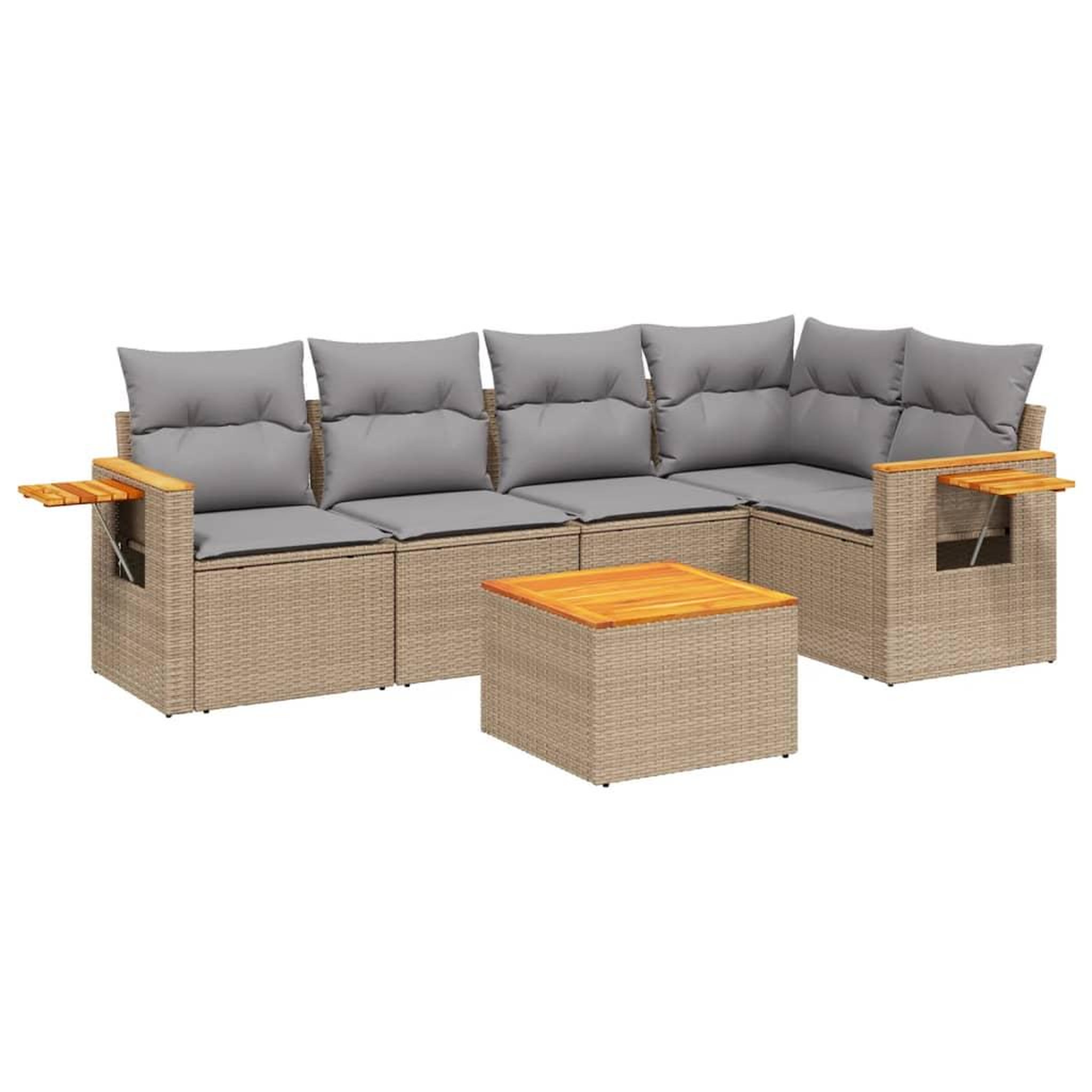 Voir la diapositive 2 : VIDAXL Salon de jardin avec coussins 6 pcs beige resine tressee
