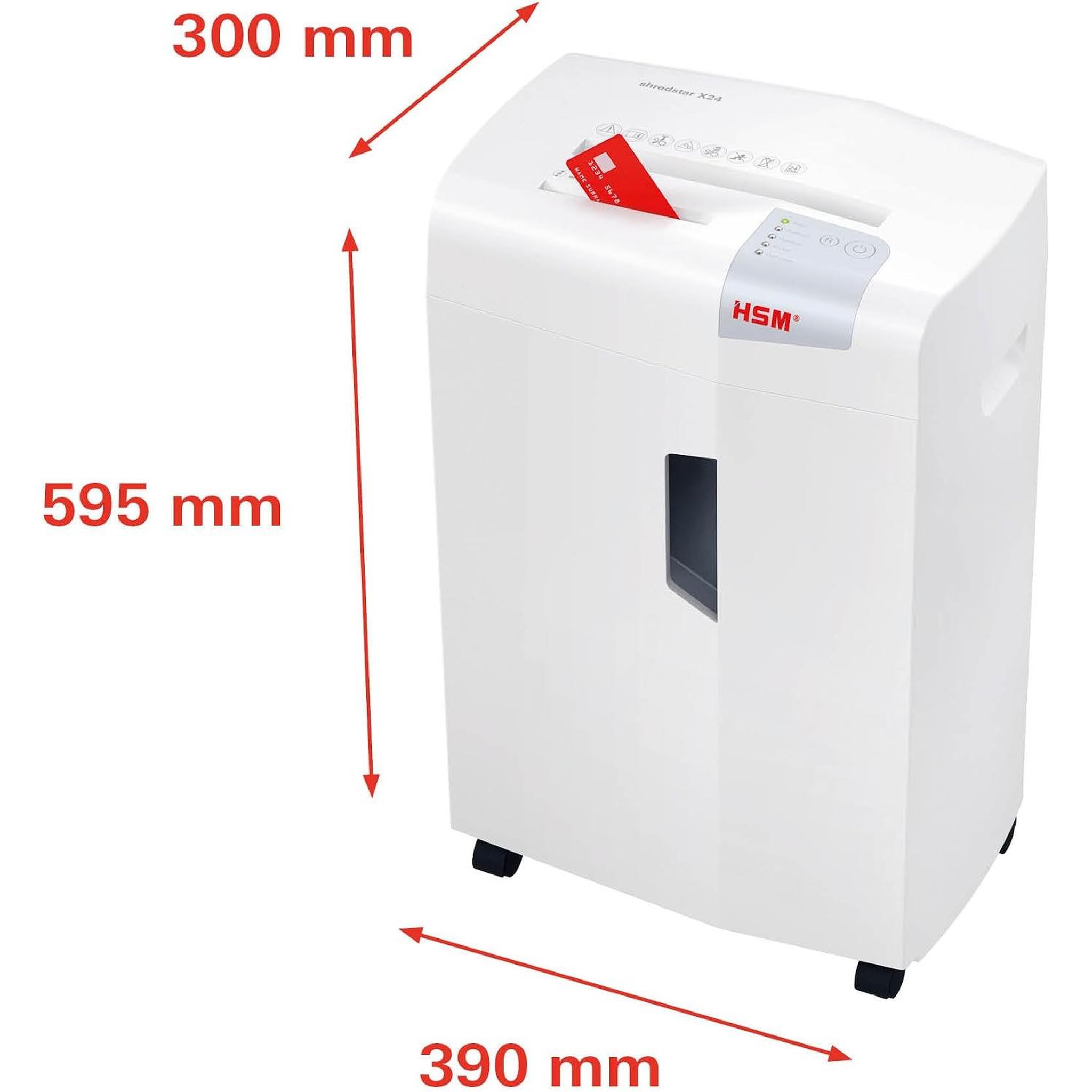 Voir la diapositive 2 : Hsm Destructeur de documents 24 feuilles coupe en particules 4x37mm - 1039111