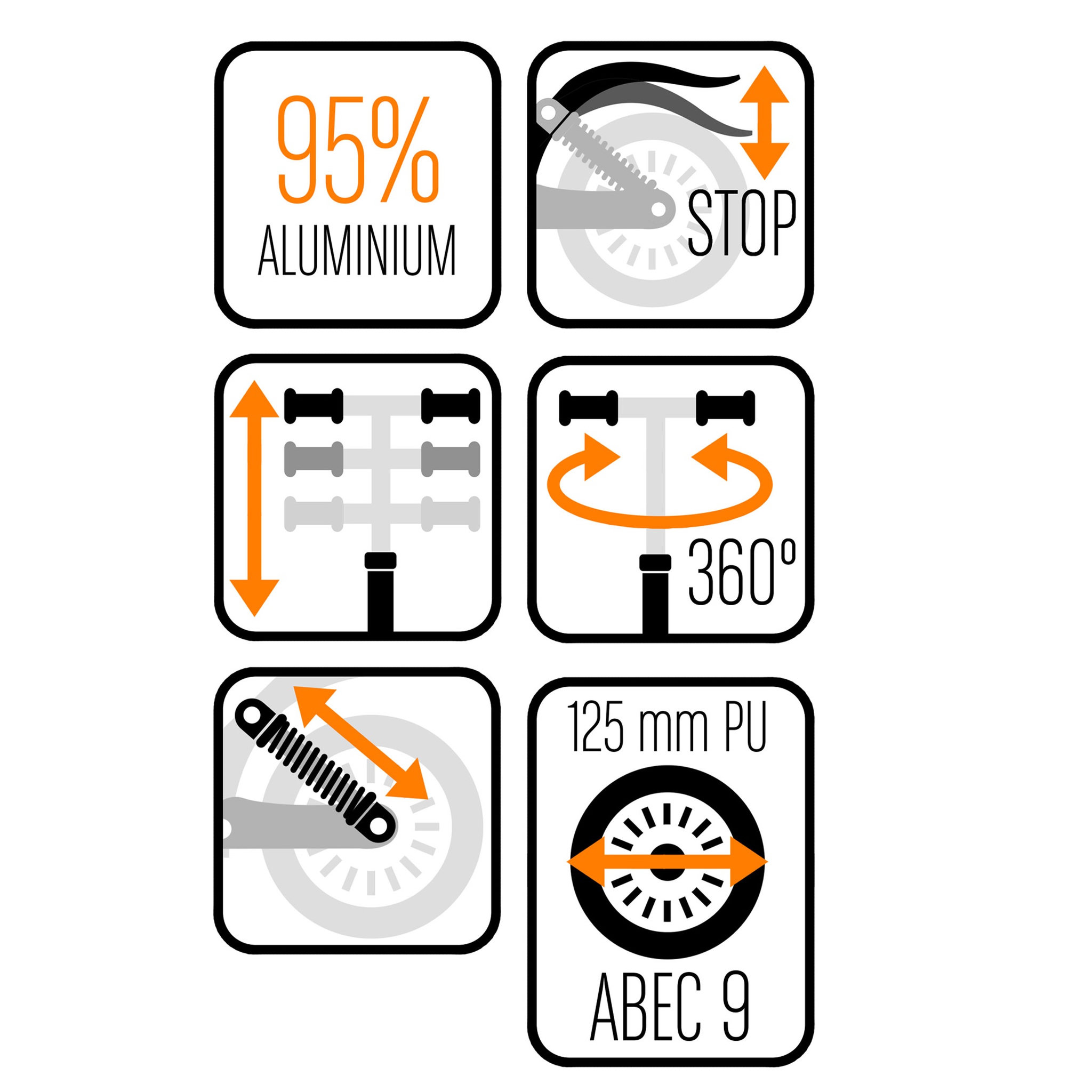 Voir la diapositive 4 : Skids Control Trottinette ajustable double suspensions 125mm - Skids Control