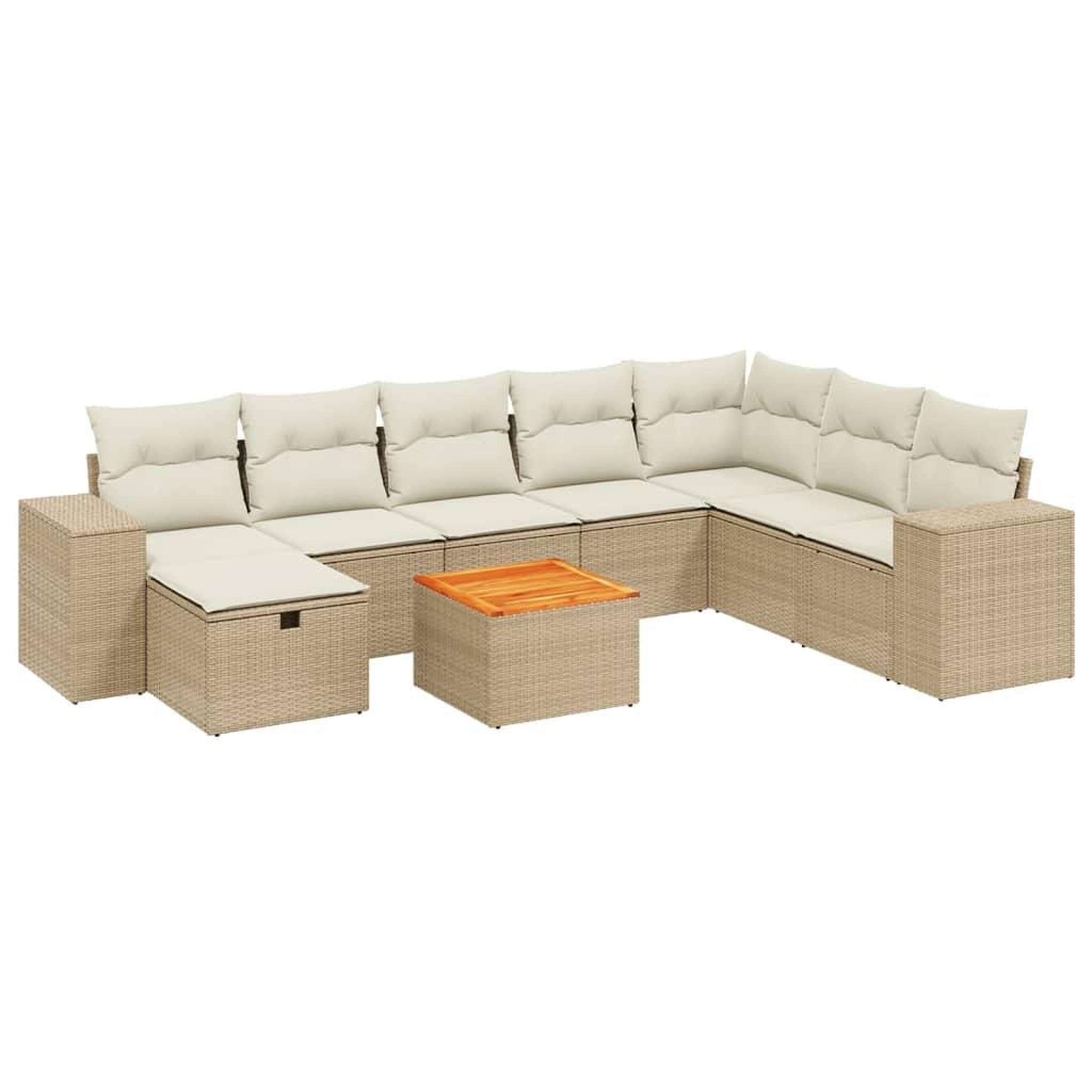 Voir la diapositive 2 : VIDAXL Salon de jardin avec coussins 9 pcs beige resine tressee