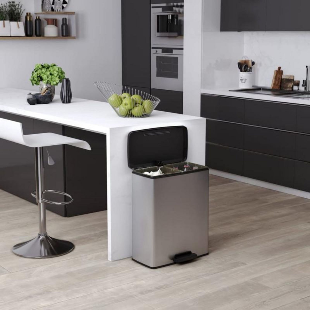 CURVER Curver Poubelle double à pédale Deco 26L+26L Argenté