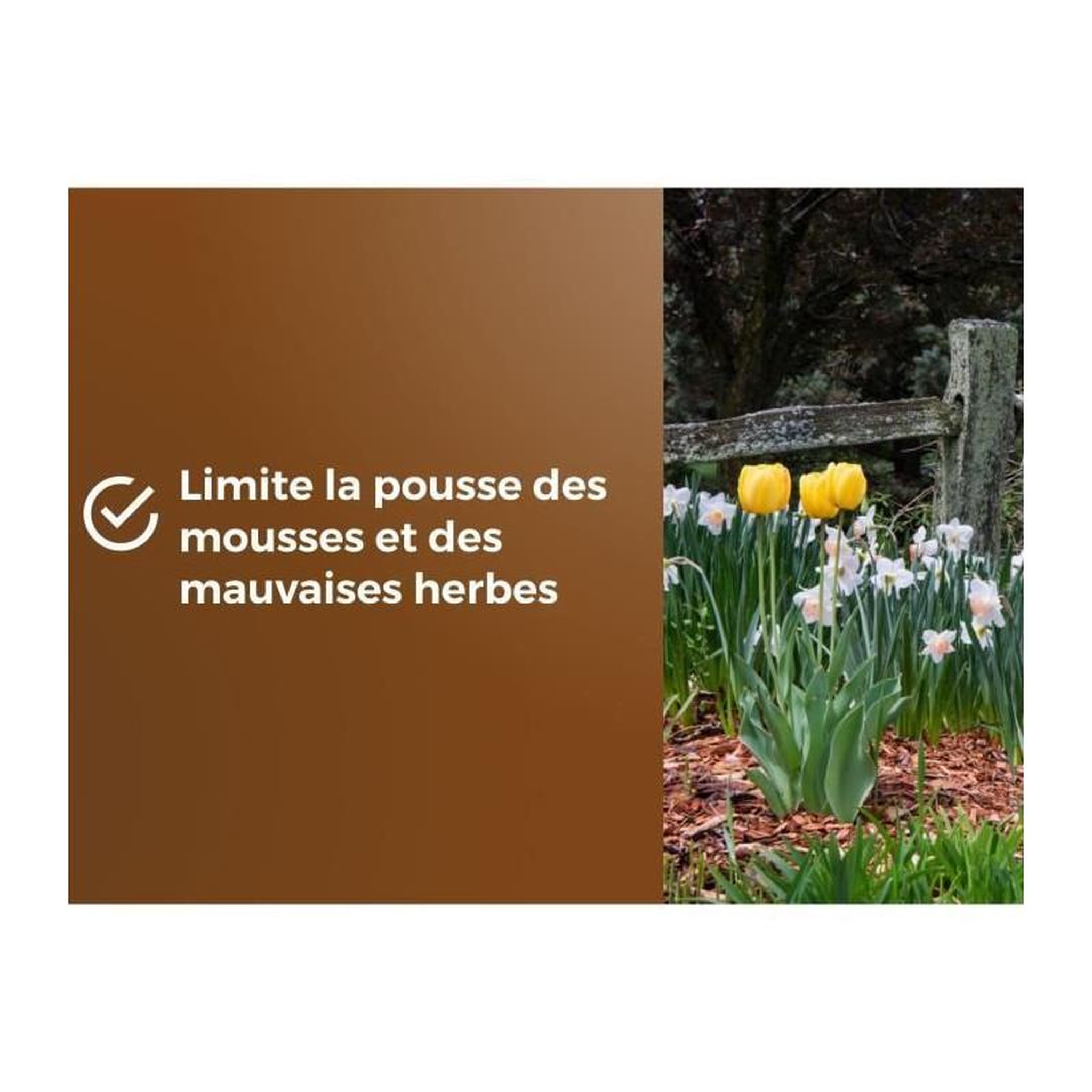 Voir la diapositive 5 : OR BRUN Paillage Massifs & Fleurs - OR BRUN - OBRPCLA6U - 6L - Plaquettes de bois naturel