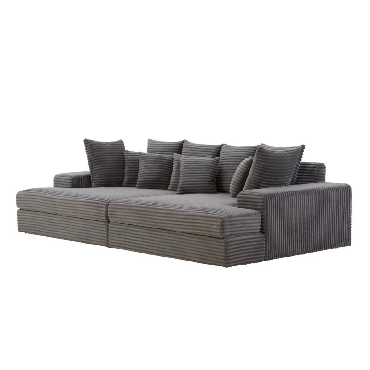 CONCEPT USINE Canapé 4 places assise profonde en velours côtelé gris anthracite CARDIFF