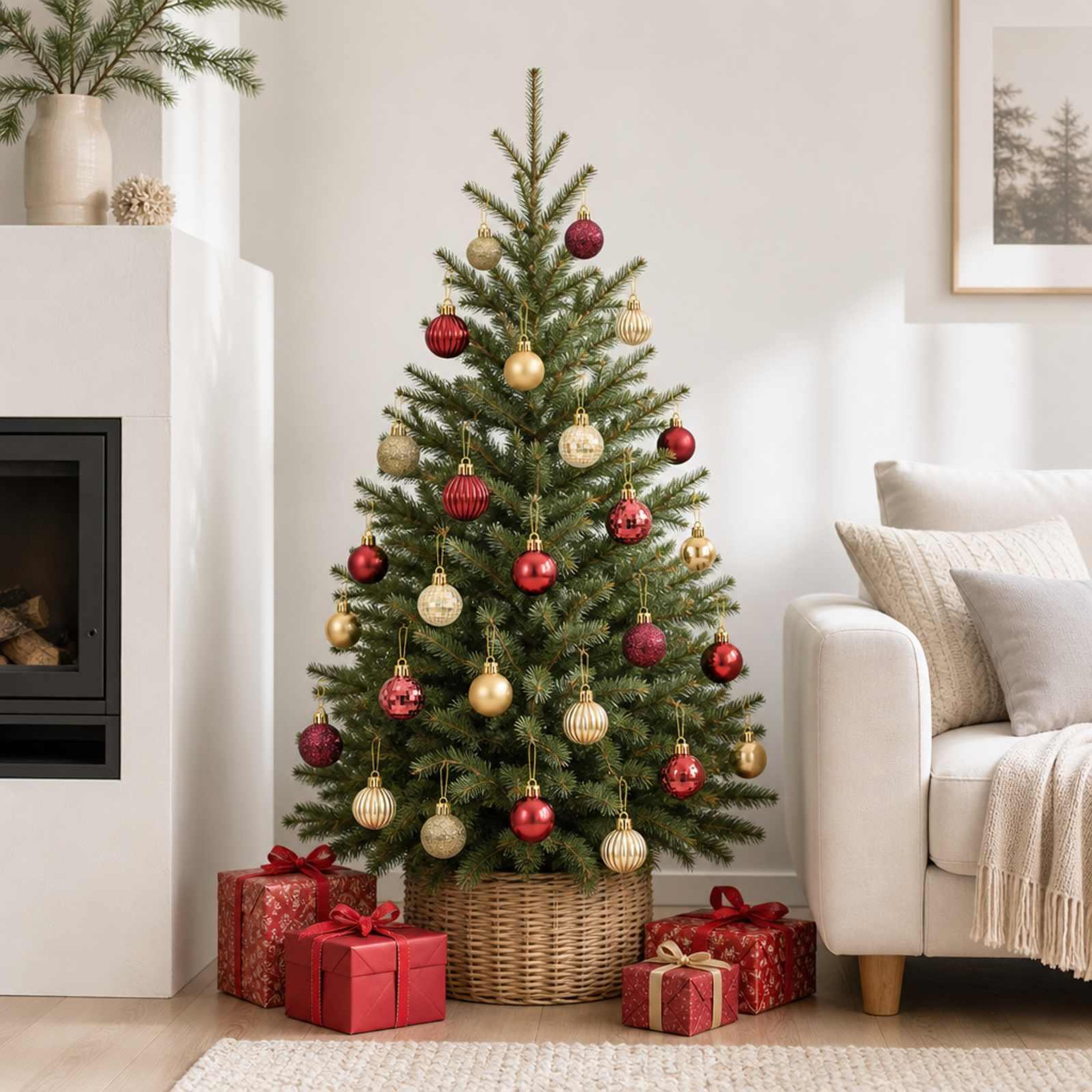Voir la diapositive 2 : VIDAXL Ensemble de boules de Noël 150 pc Or et rouge bordeaux